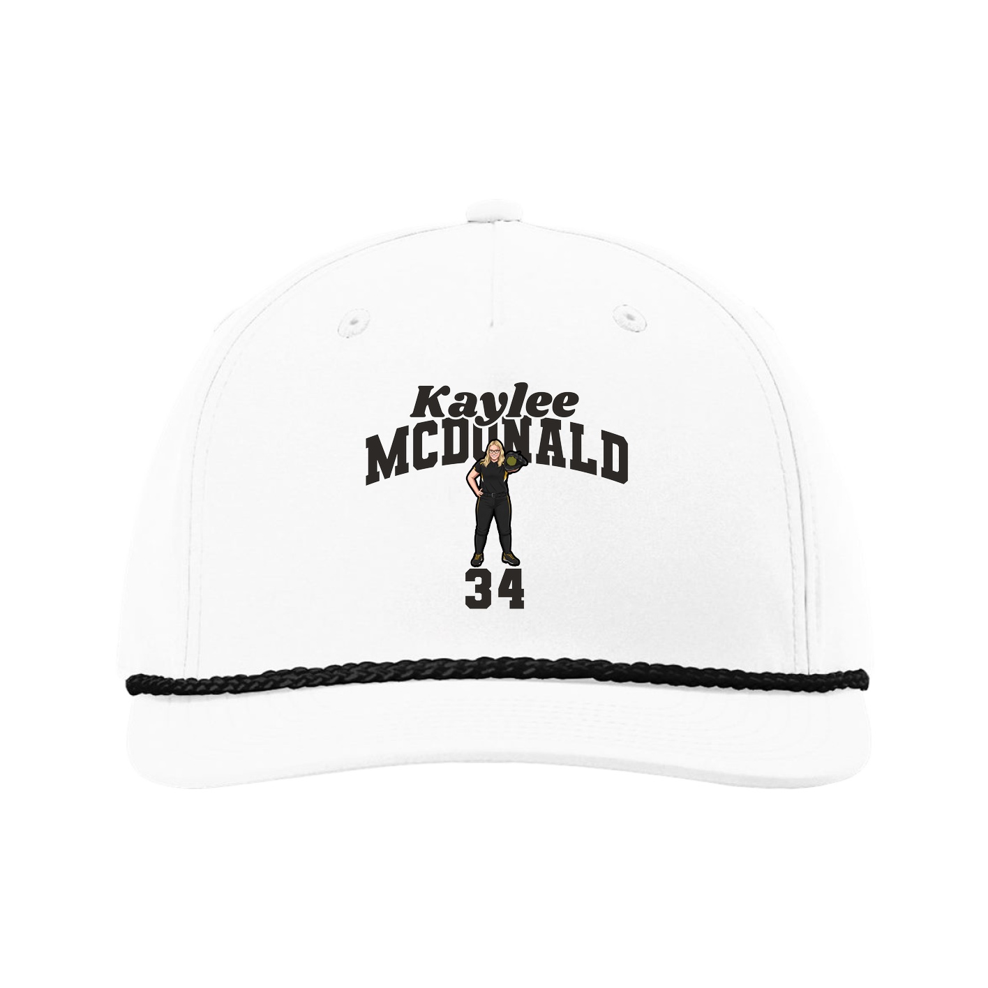 Five-Panel Classic Rope Cap — Signature Arch in White