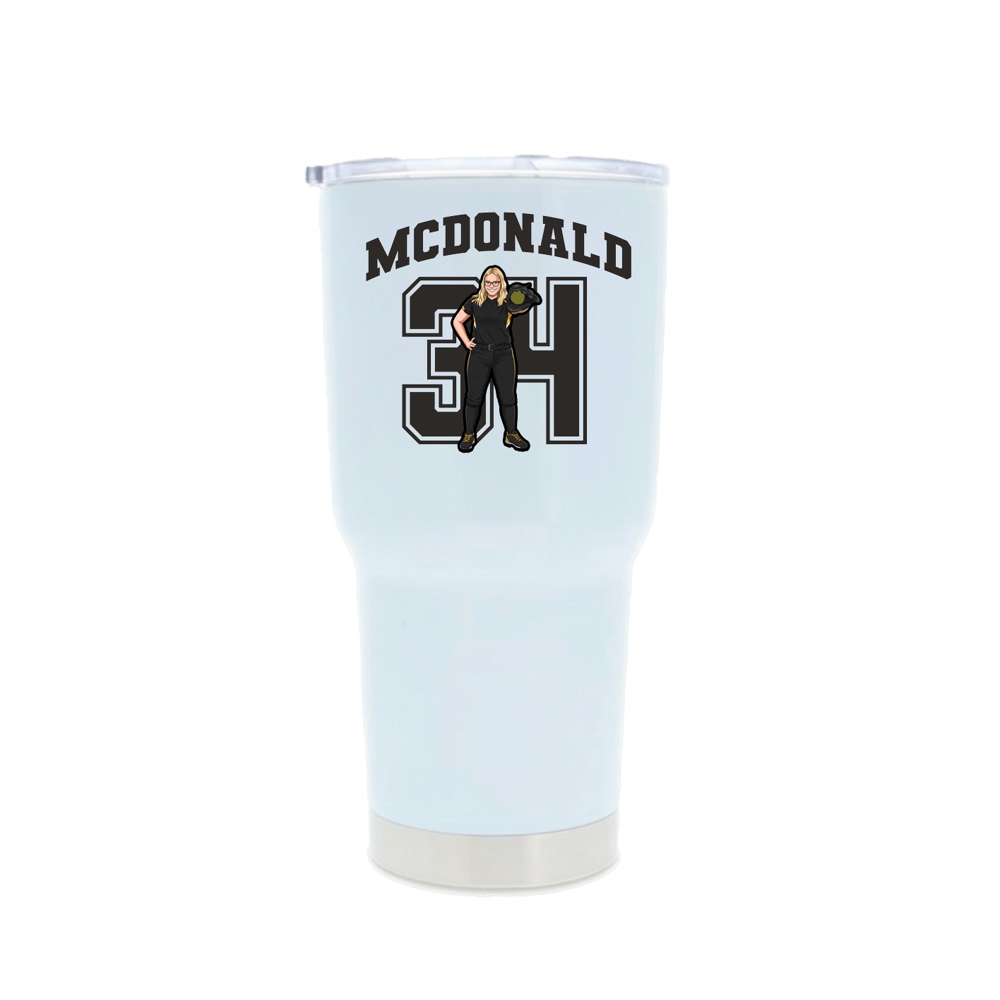 30oz Stainless Steel Tumbler — Number in White