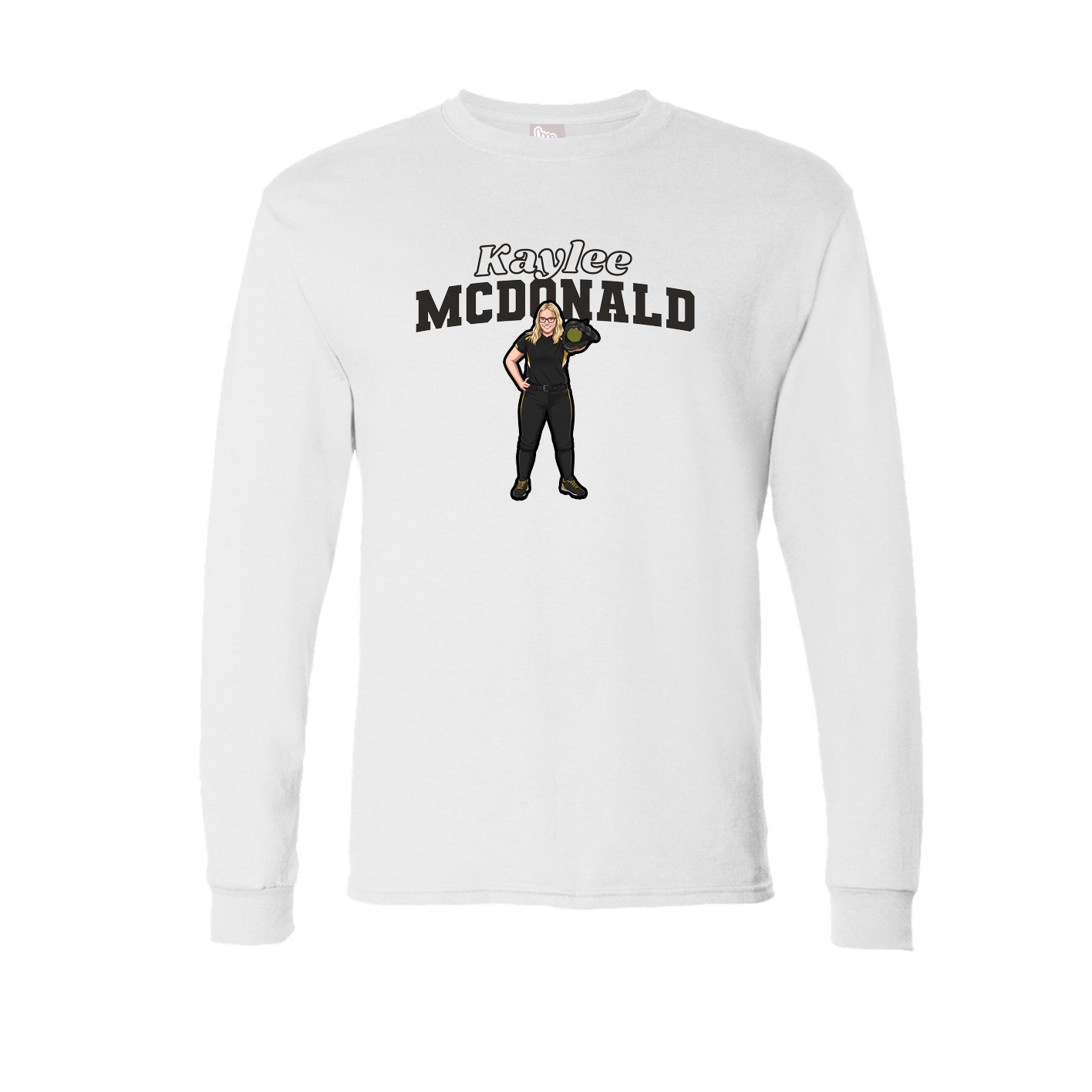 Long Sleeve Tee — Name Arch in White