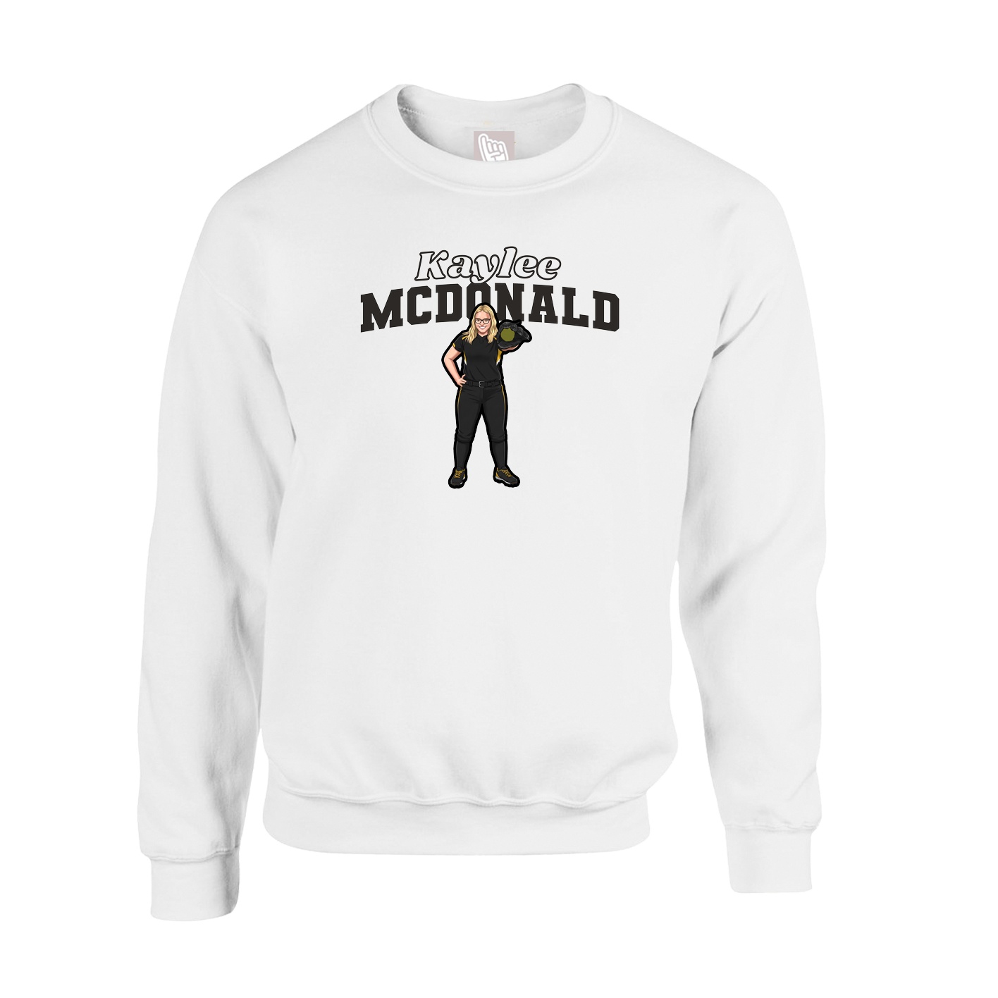Fleece Crew — Name Arch in White