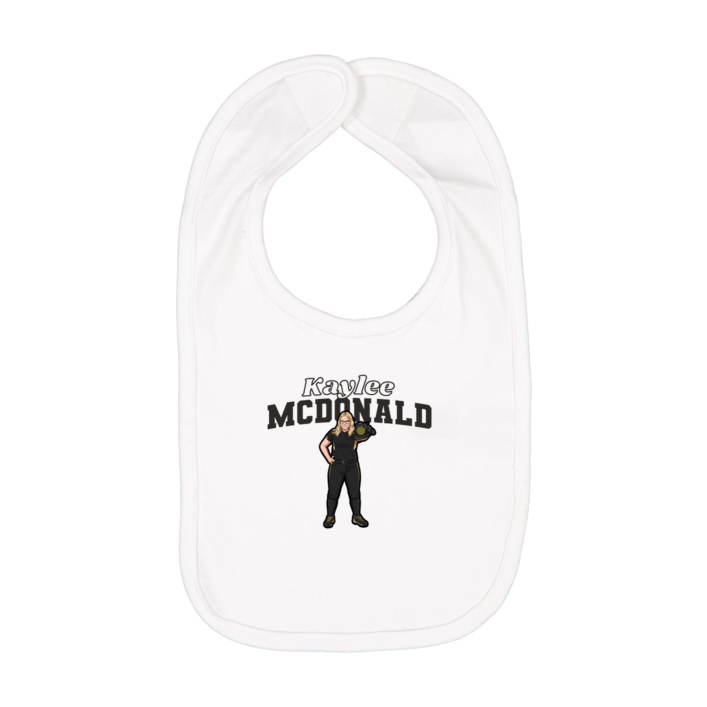 Infant Bib — Name Arch in White