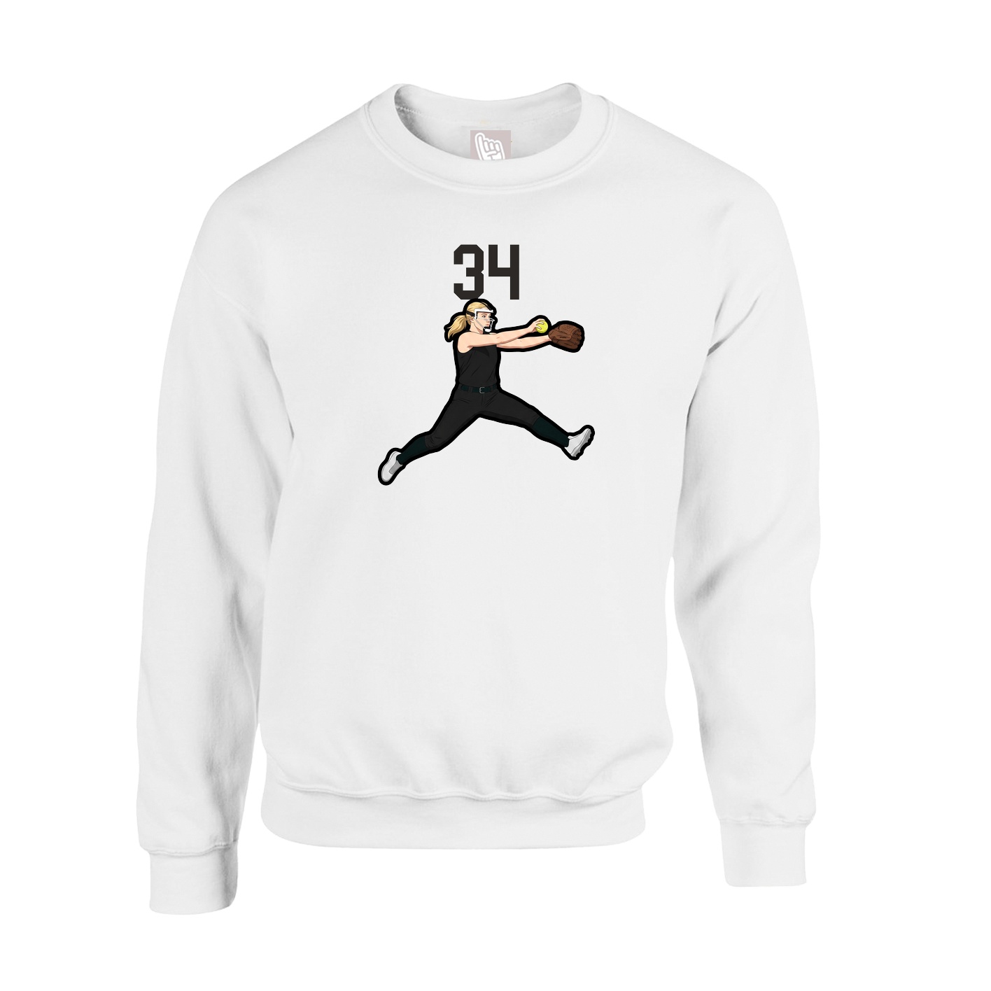 Fleece Crew — Number Top in White