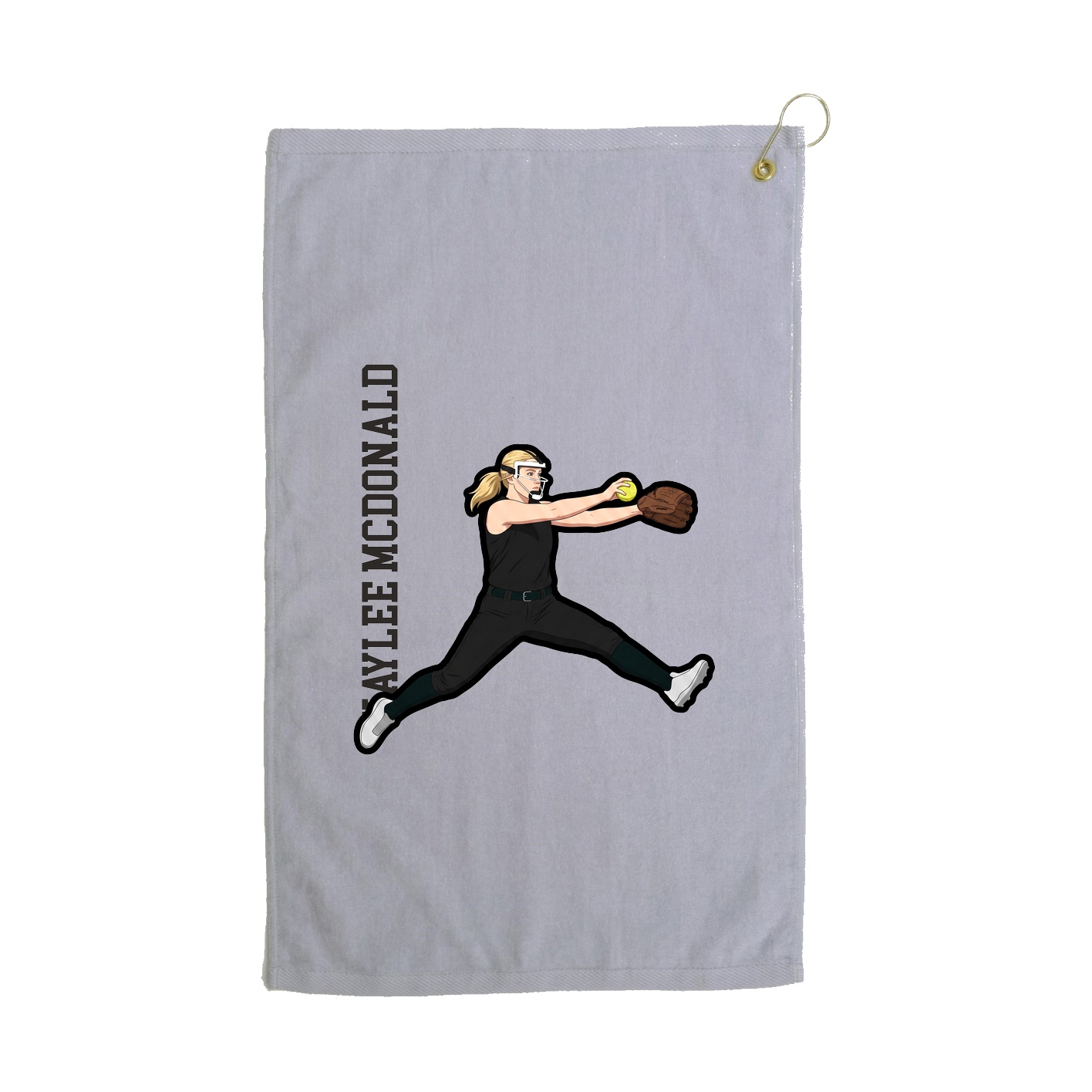 Golf Towel — Name Vertical in Grey
