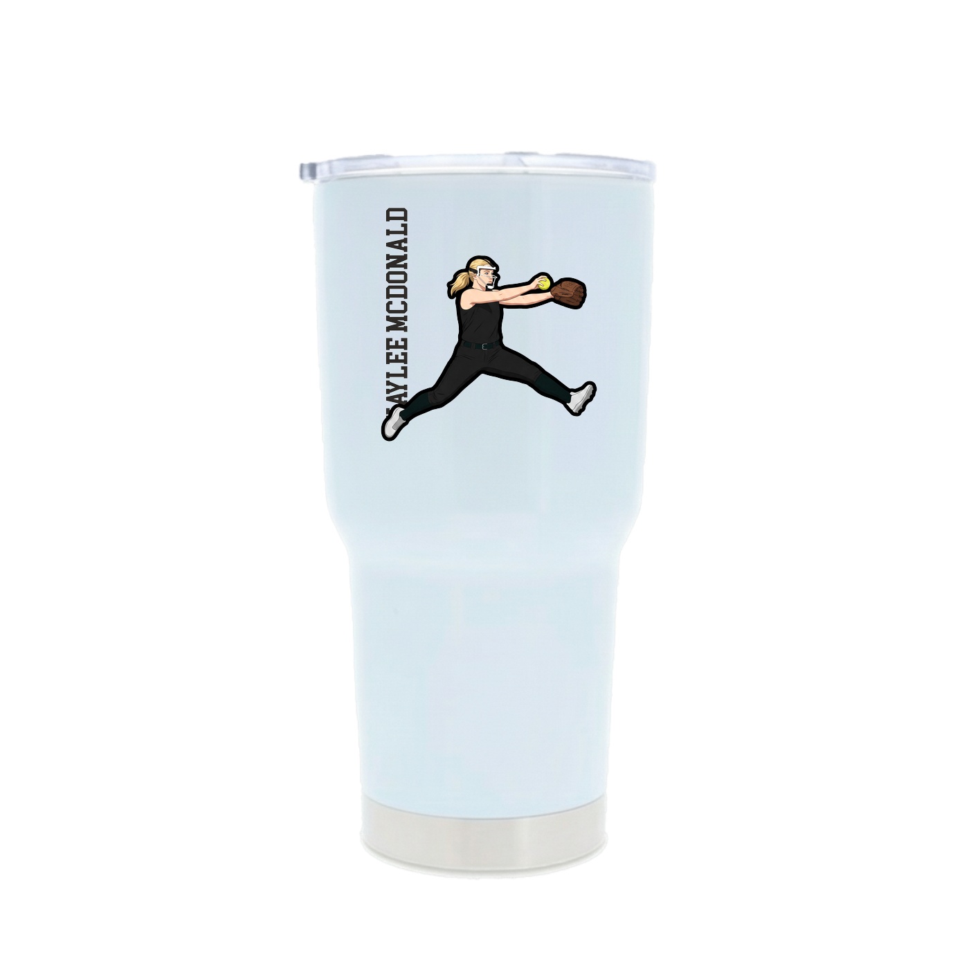 30oz Stainless Steel Tumbler — Name Vertical in White