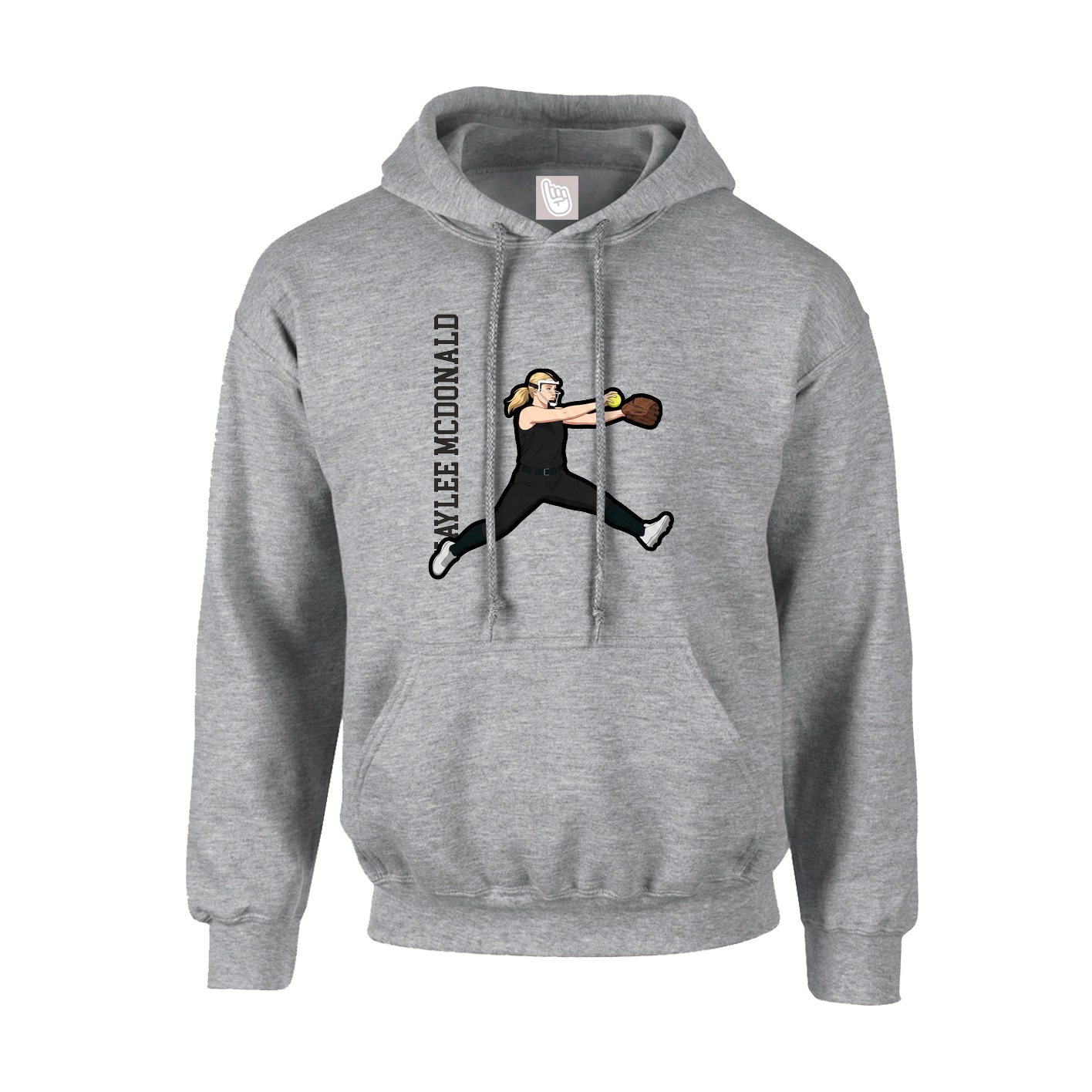 Hoodie — Name Vertical in Grey