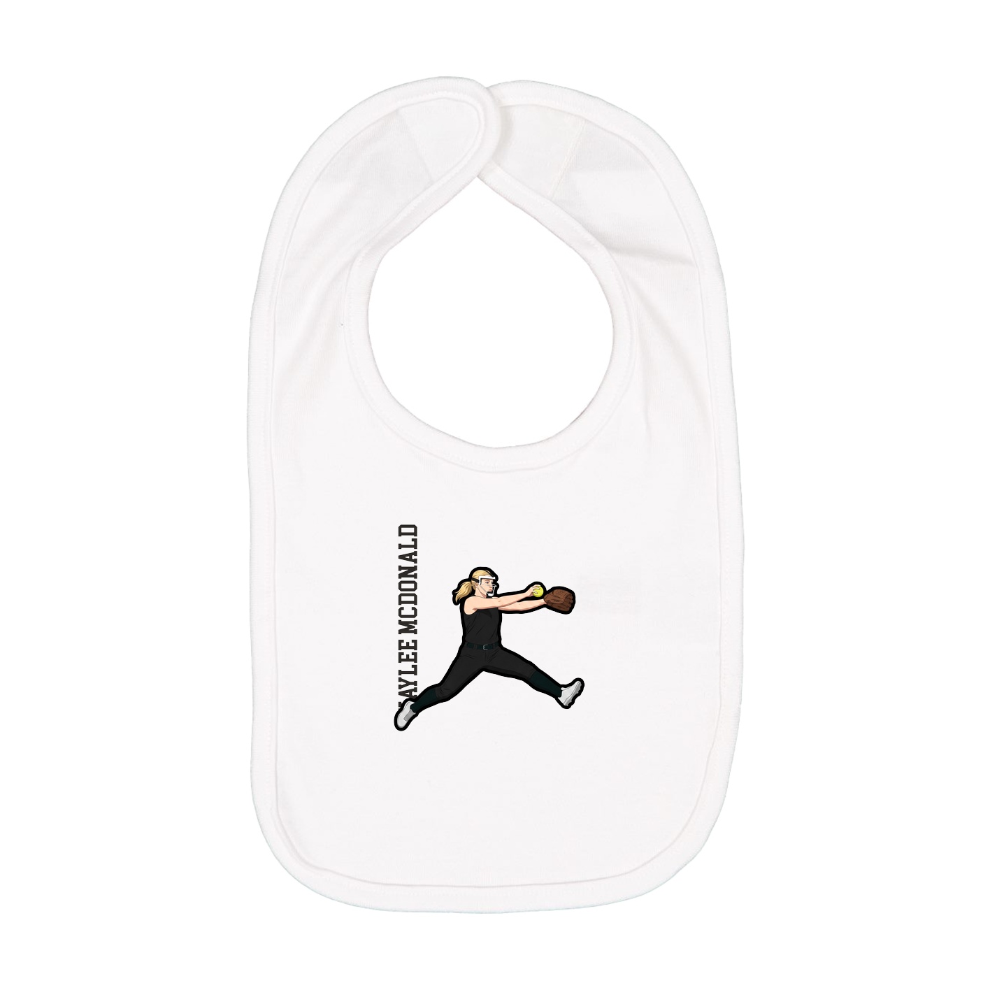 Infant Bib — Name Vertical in White