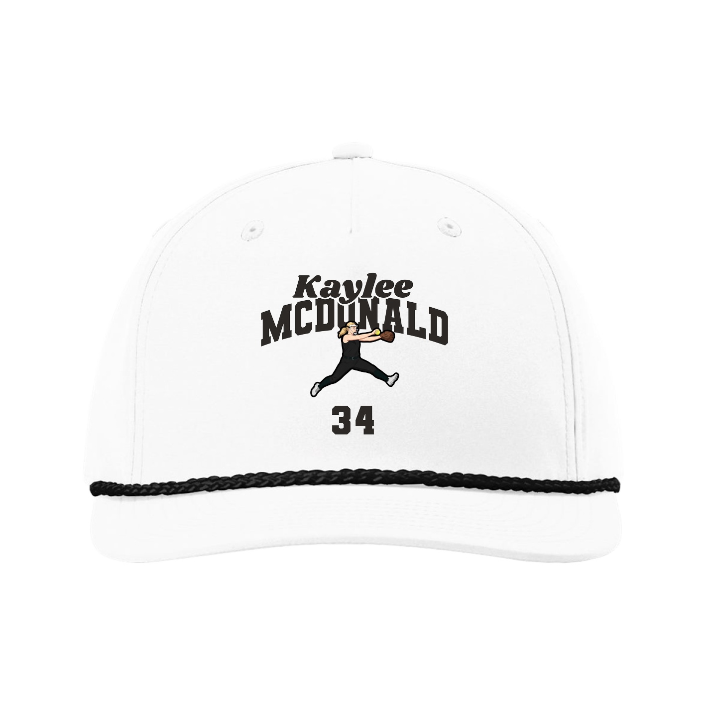 Five-Panel Classic Rope Cap — Signature Arch in White