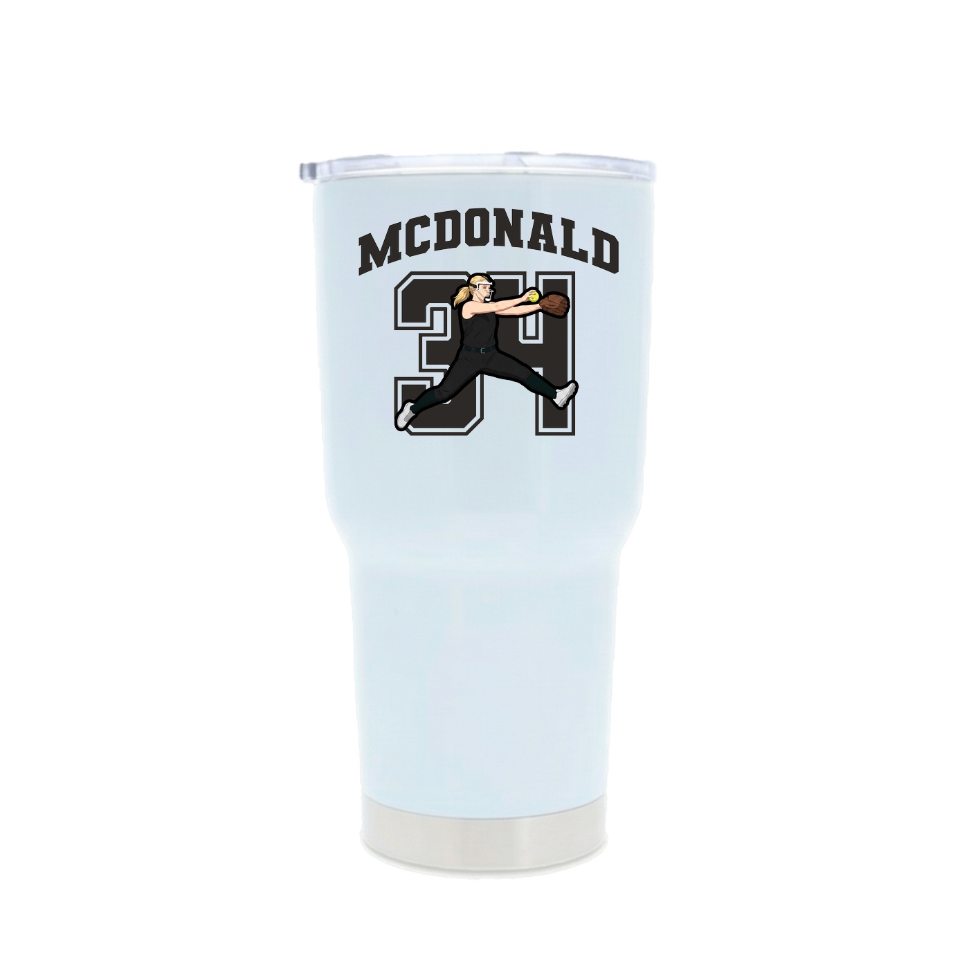 30oz Stainless Steel Tumbler — Number in White