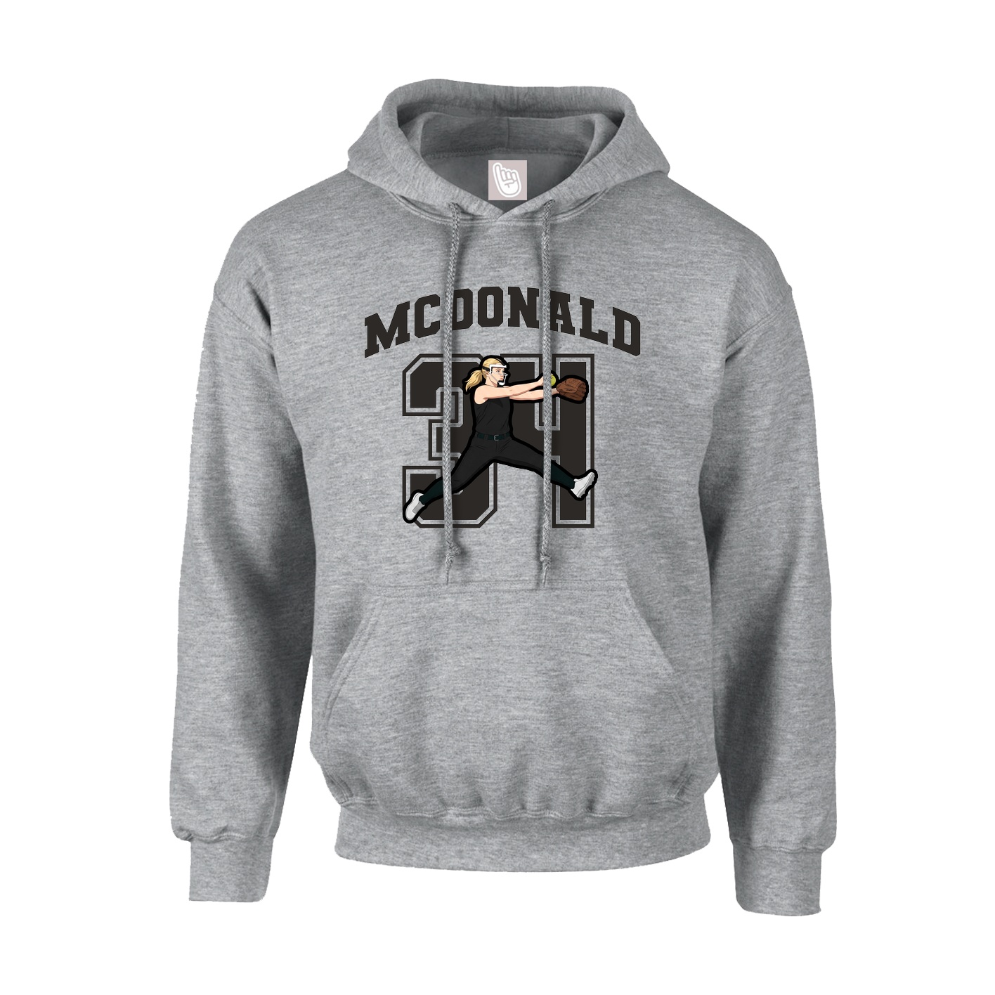 Youth Hoodie — Number in Grey