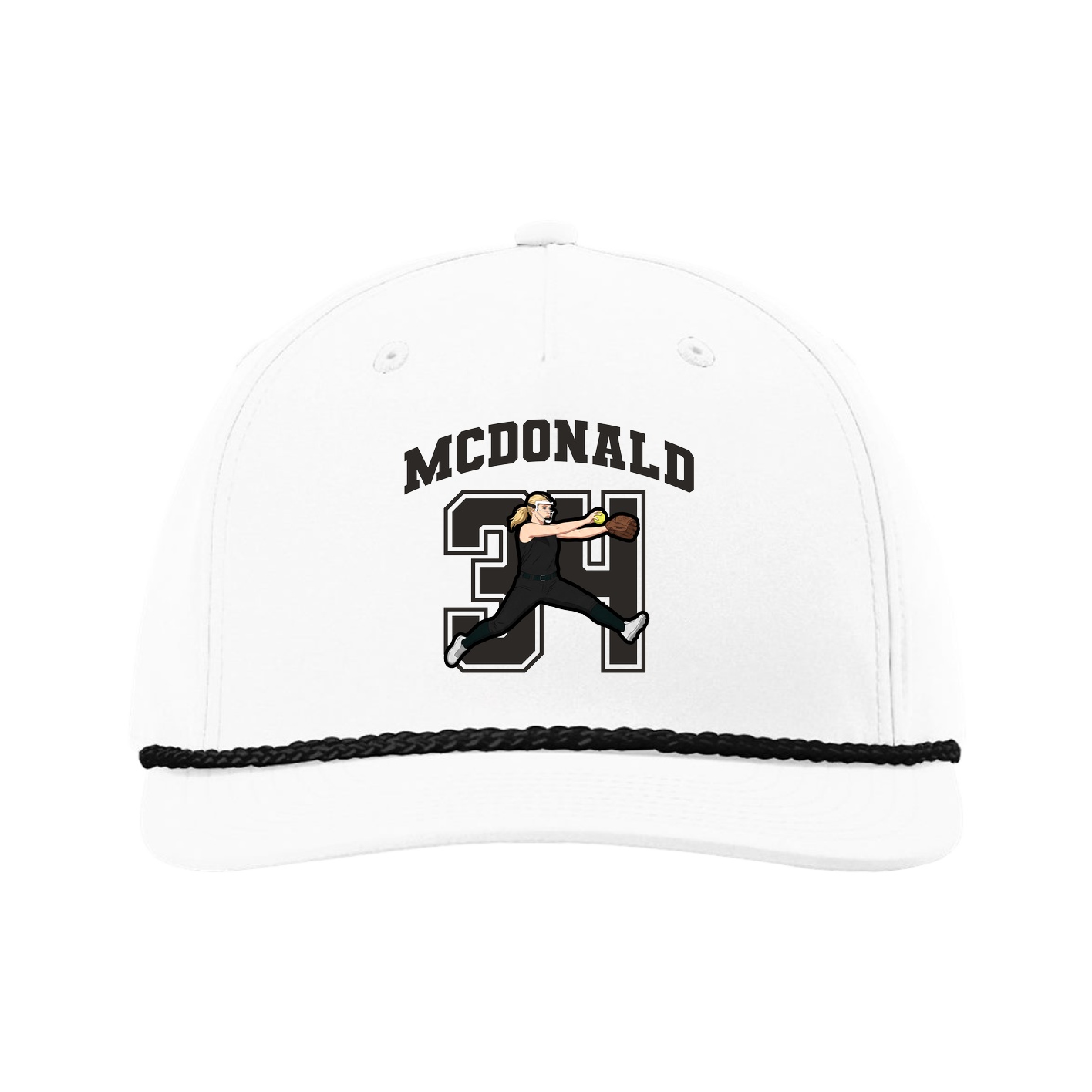 Five-Panel Classic Rope Cap — Number in White