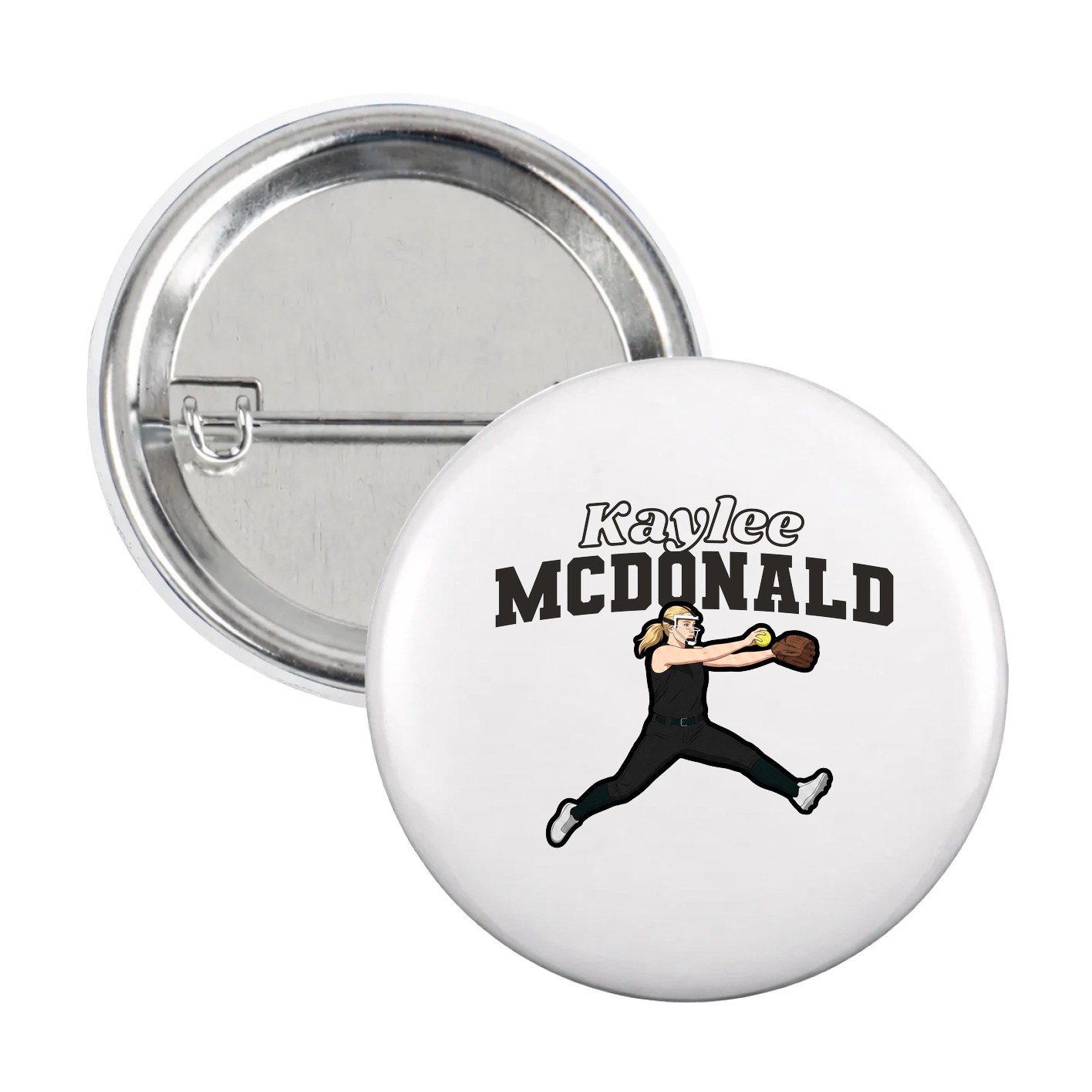 Game Day Button — Name Arch in White