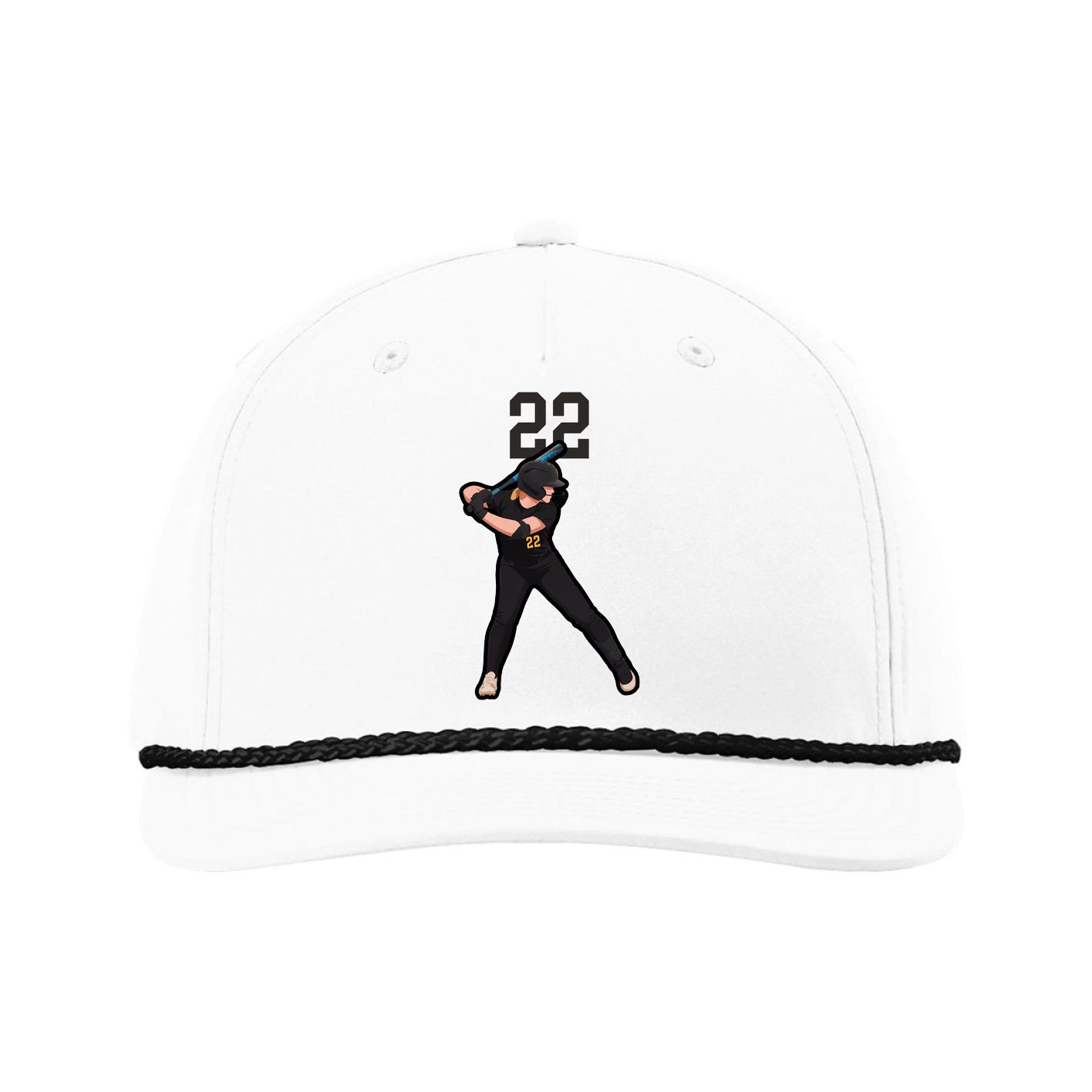 Five-Panel Classic Rope Cap — Number Top in White