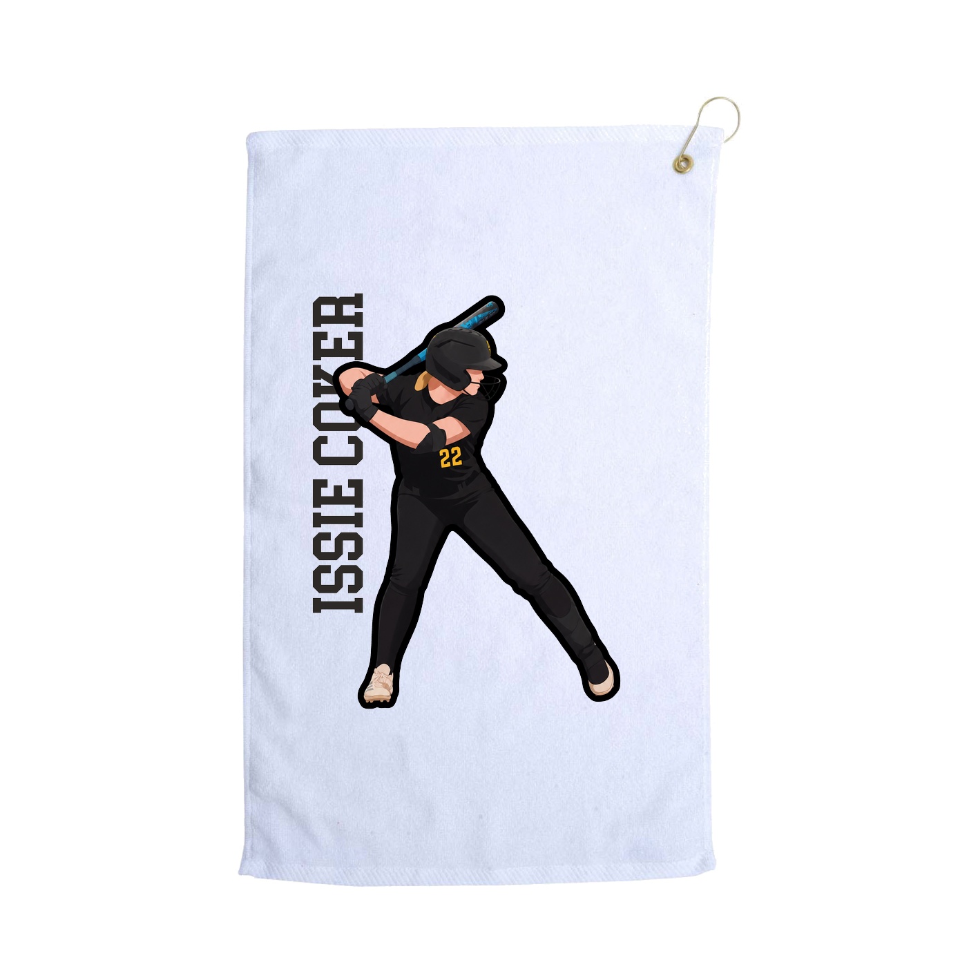 Golf Towel — Name Vertical in White