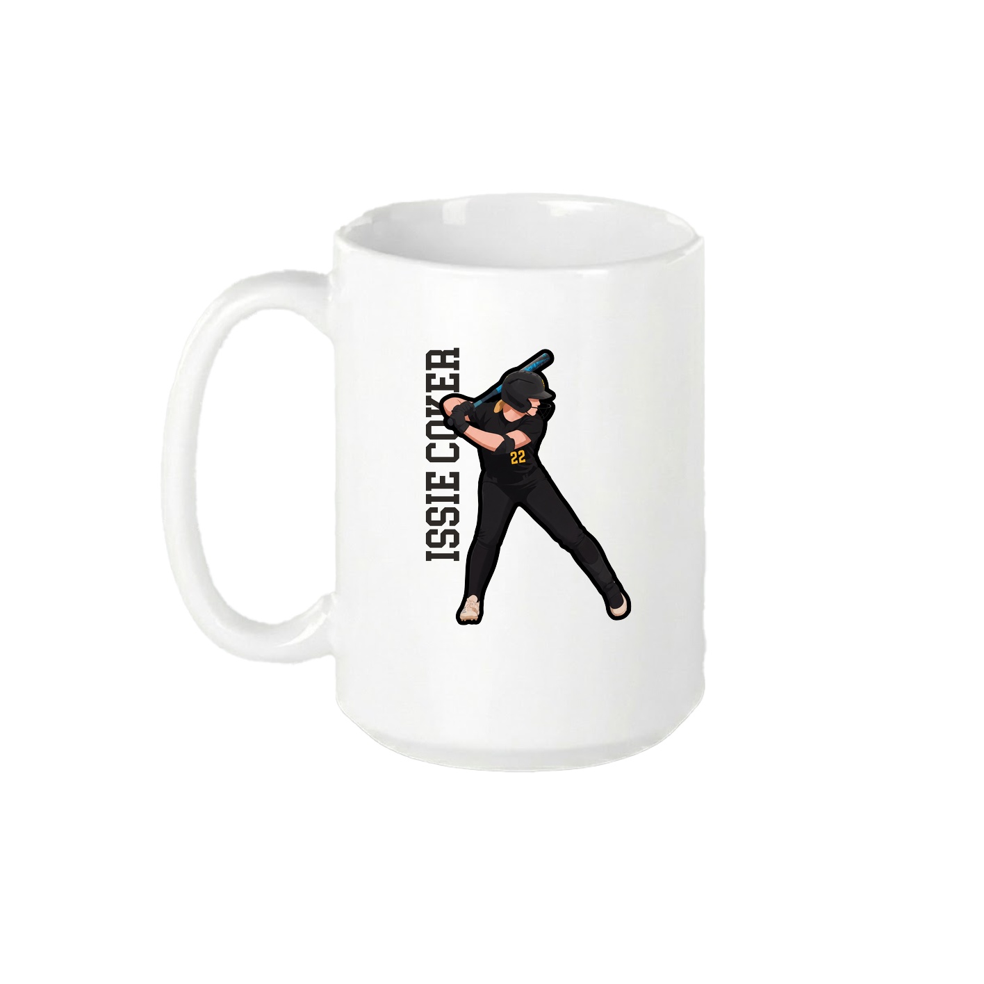 15oz Coffee Mug — Name Vertical in White