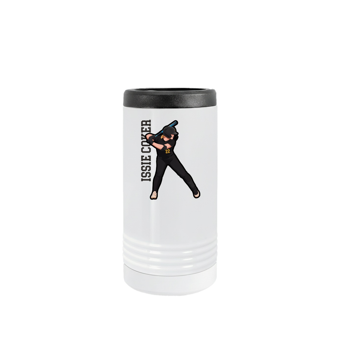 Slim Beverage Holder — Name Vertical in White