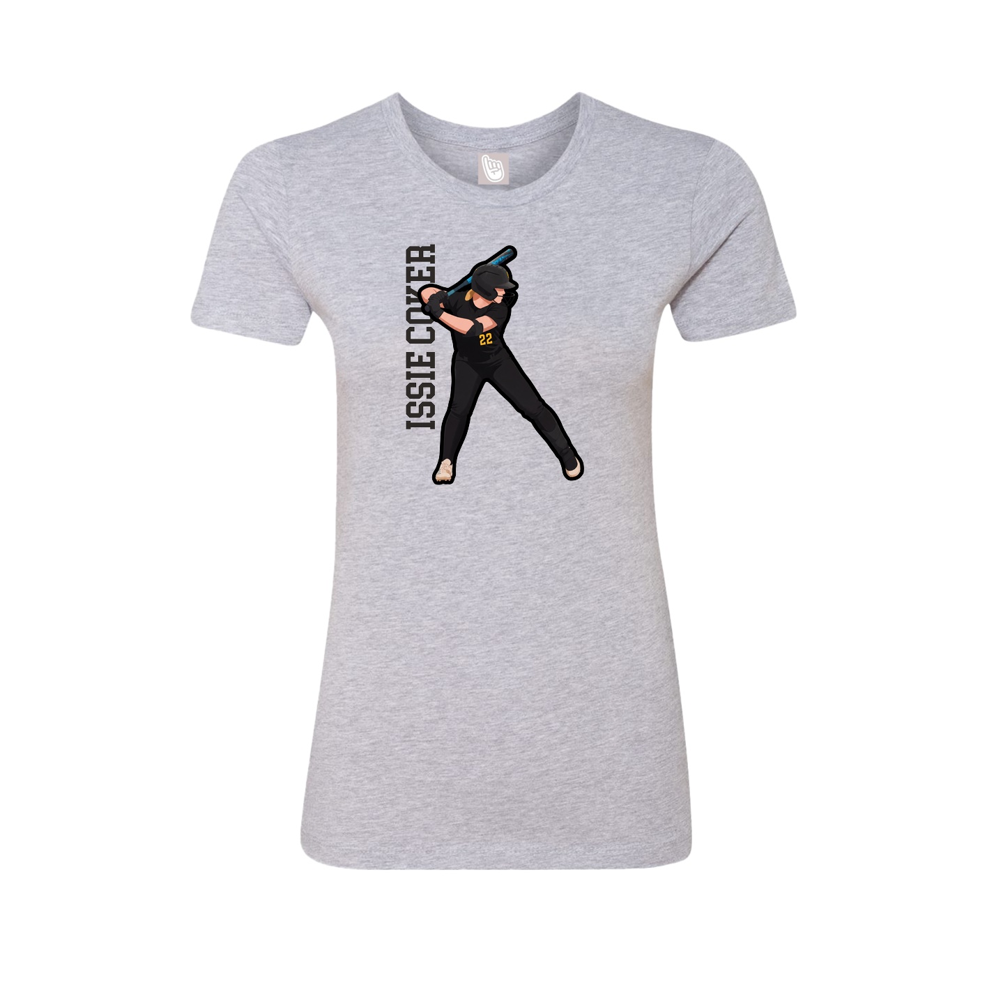 Fitted Women's Tee — Name Vertical in Grey