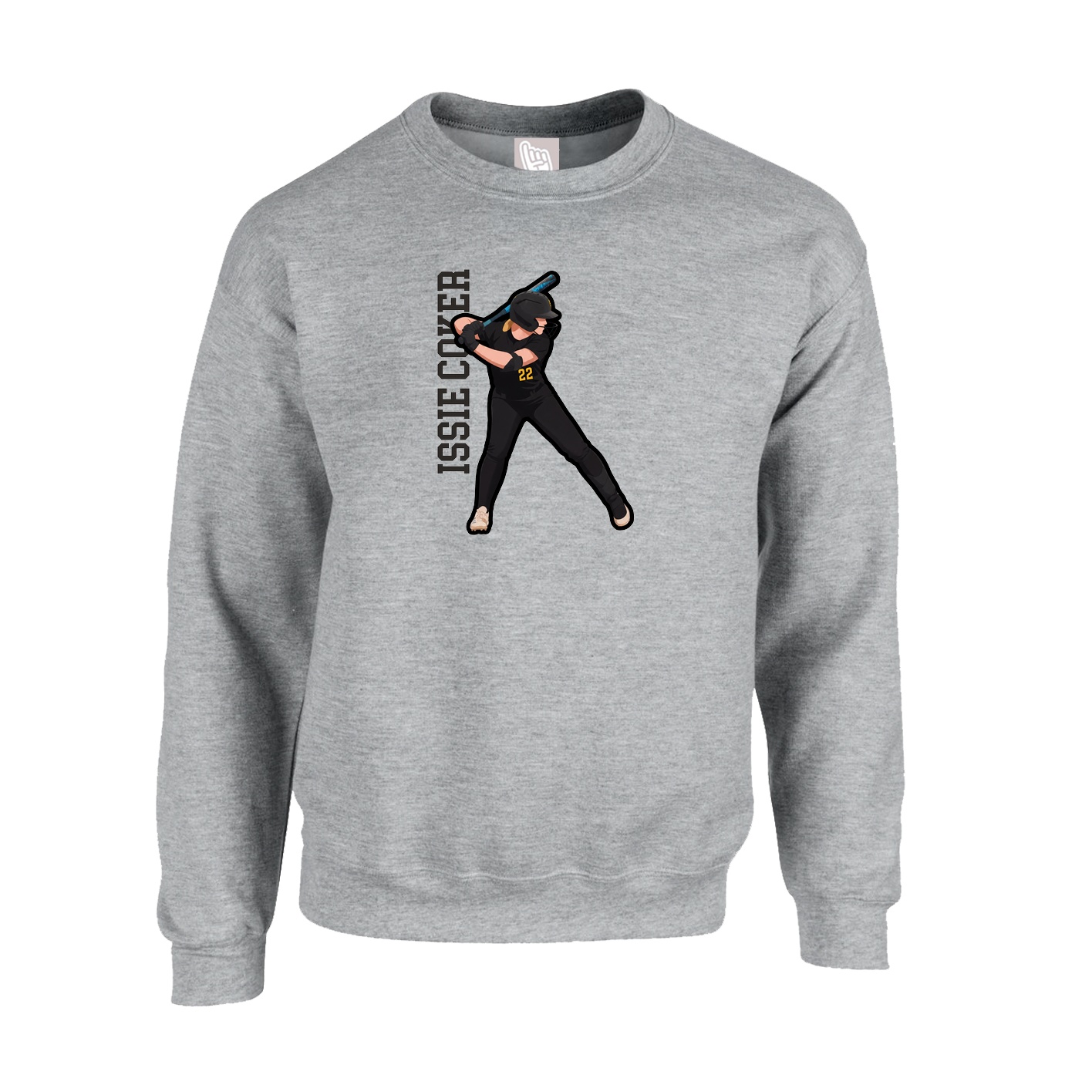 Fleece Crew — Name Vertical in Grey