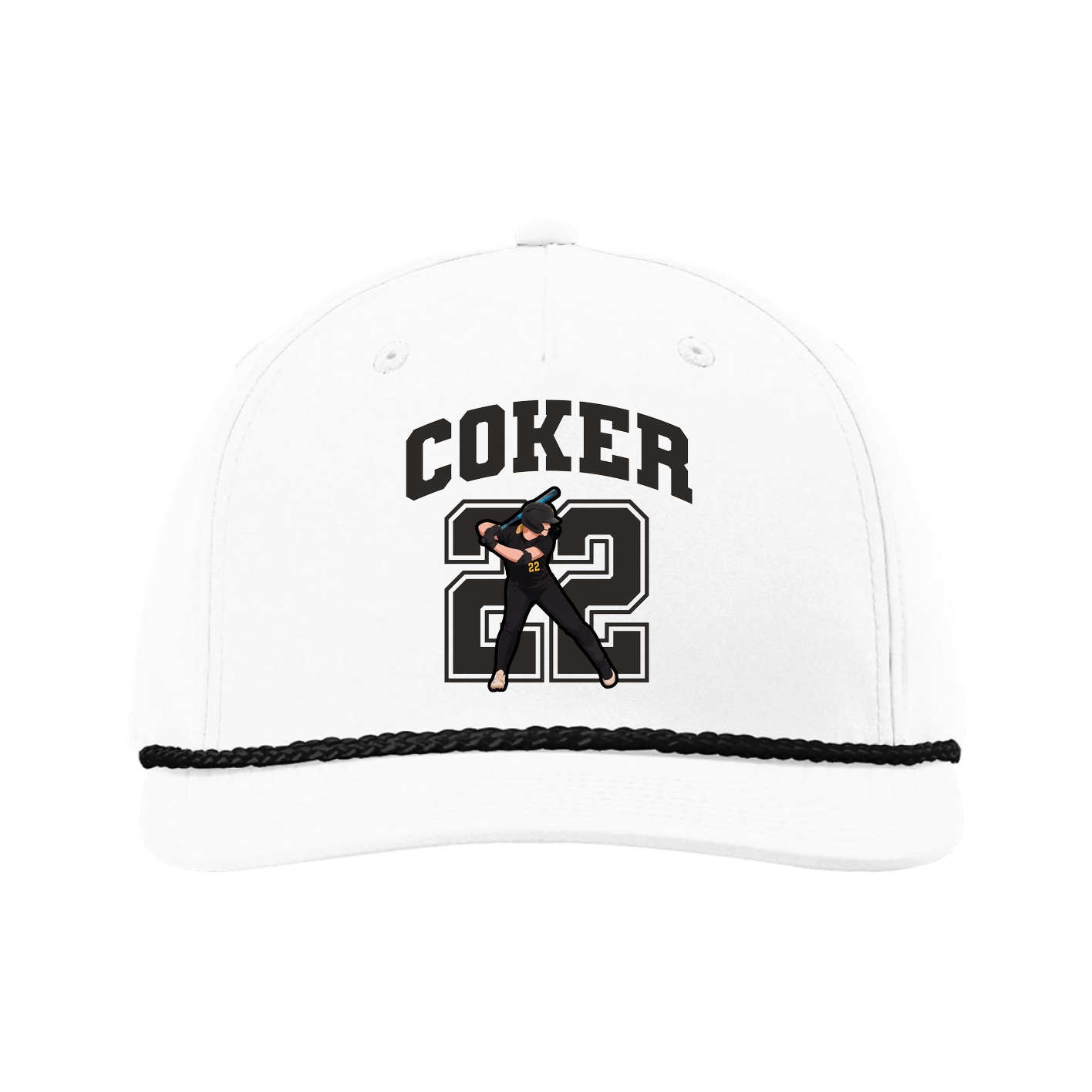 Five-Panel Classic Rope Cap — Number in White