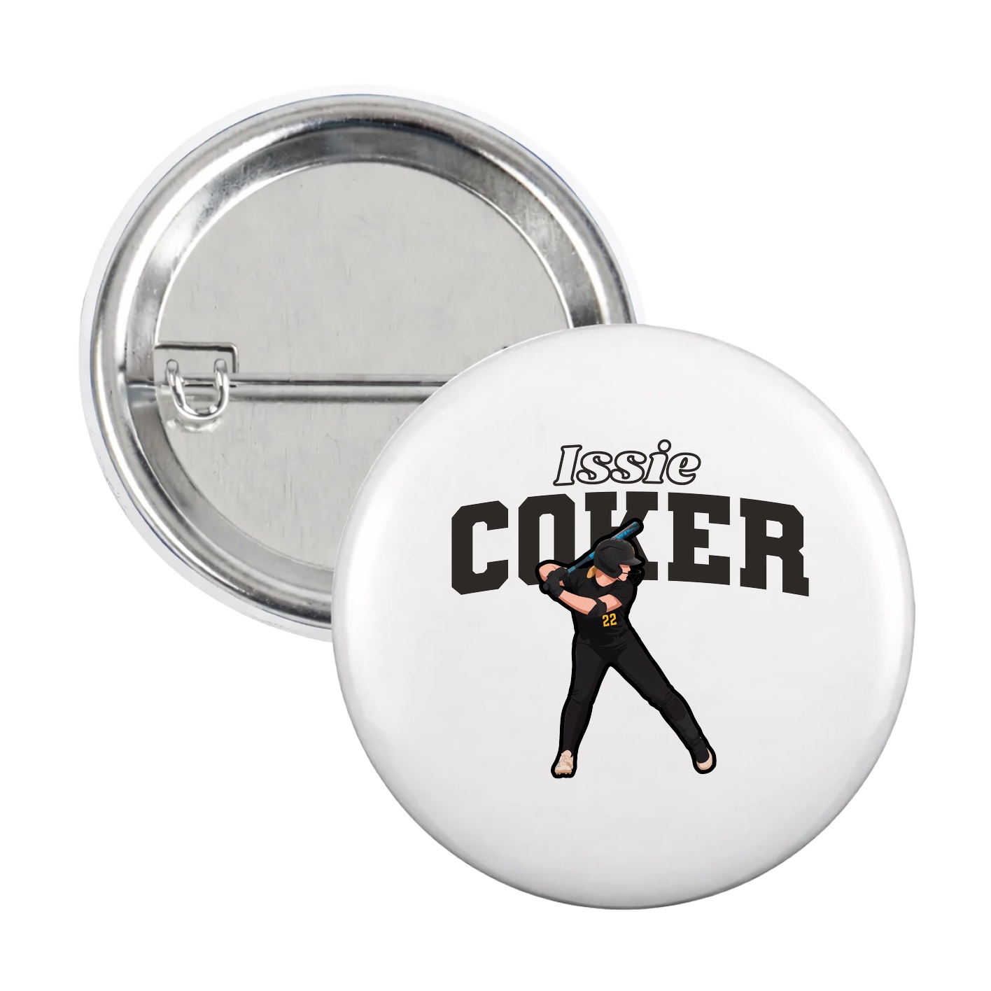 Game Day Button — Name Arch in White