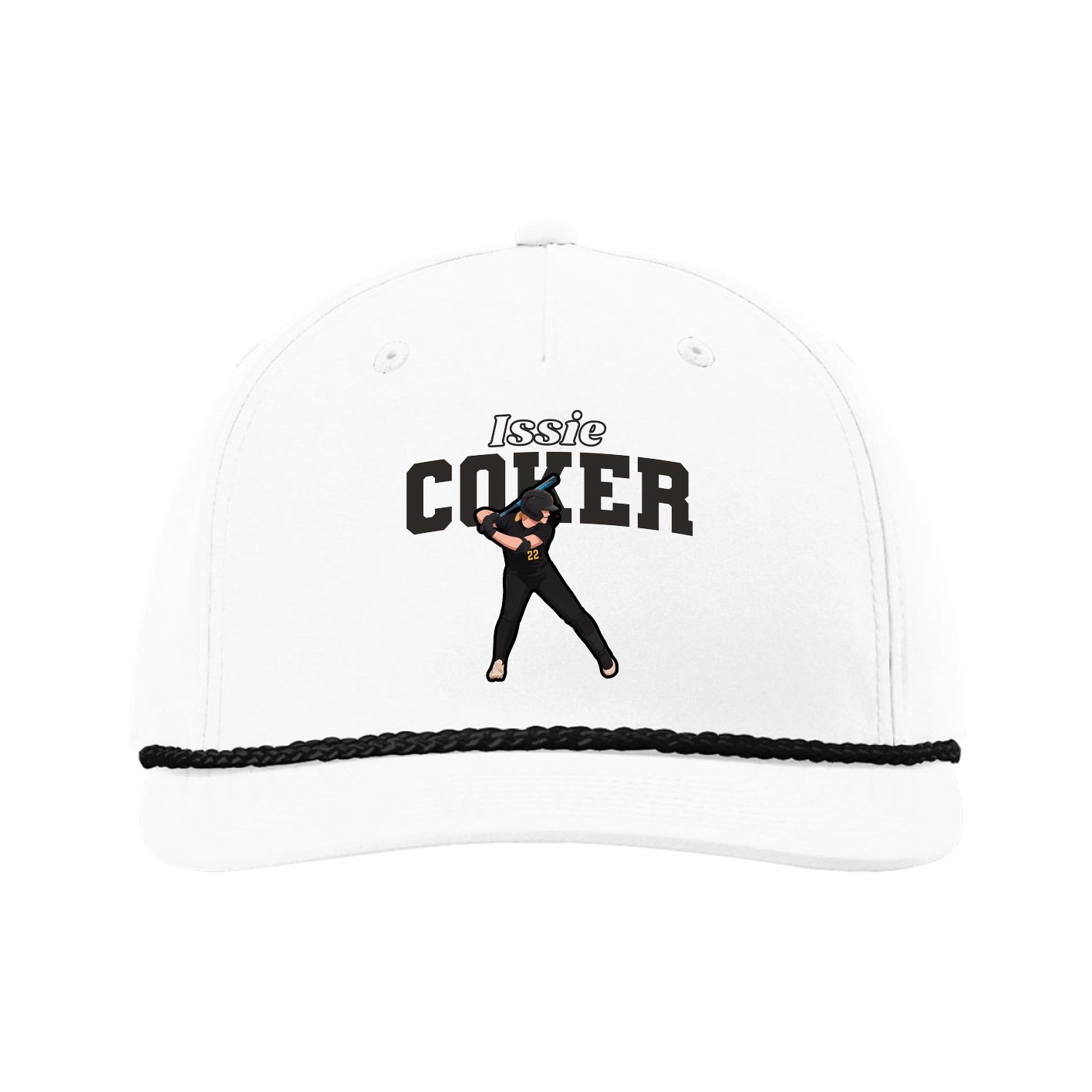 Five-Panel Classic Rope Cap — Name Arch in White