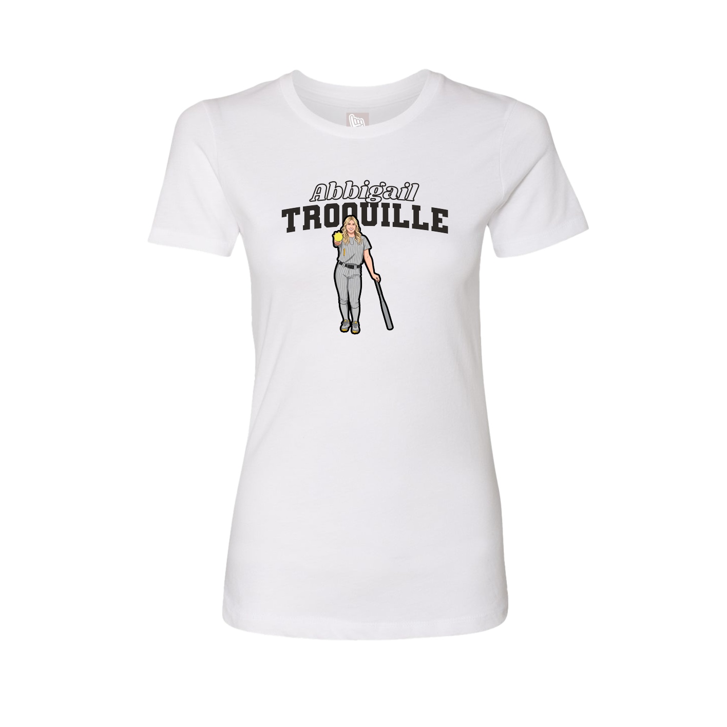 Fitted Women's Tee — Name Arch in White