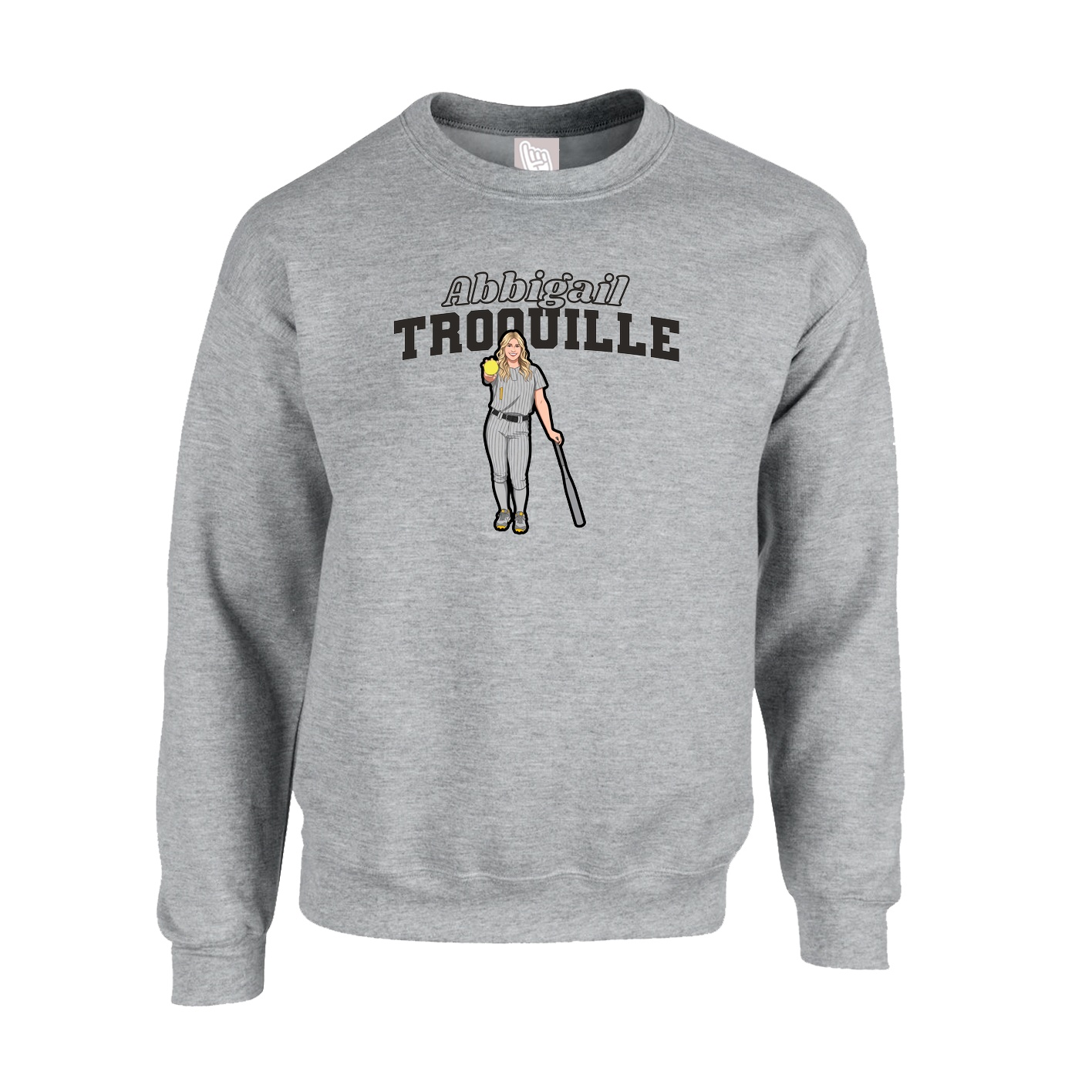 Fleece Crew — Name Arch in Grey