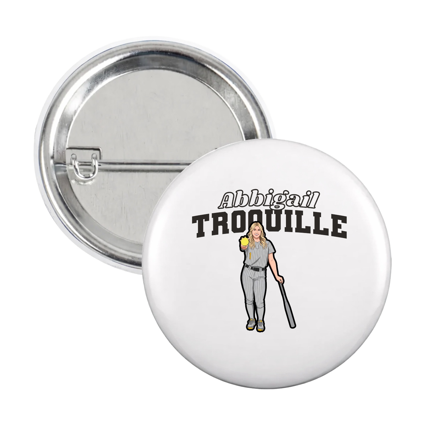 Game Day Button — Name Arch in White
