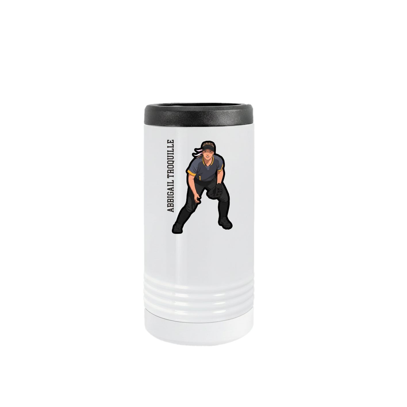 Slim Beverage Holder — Name Vertical in White