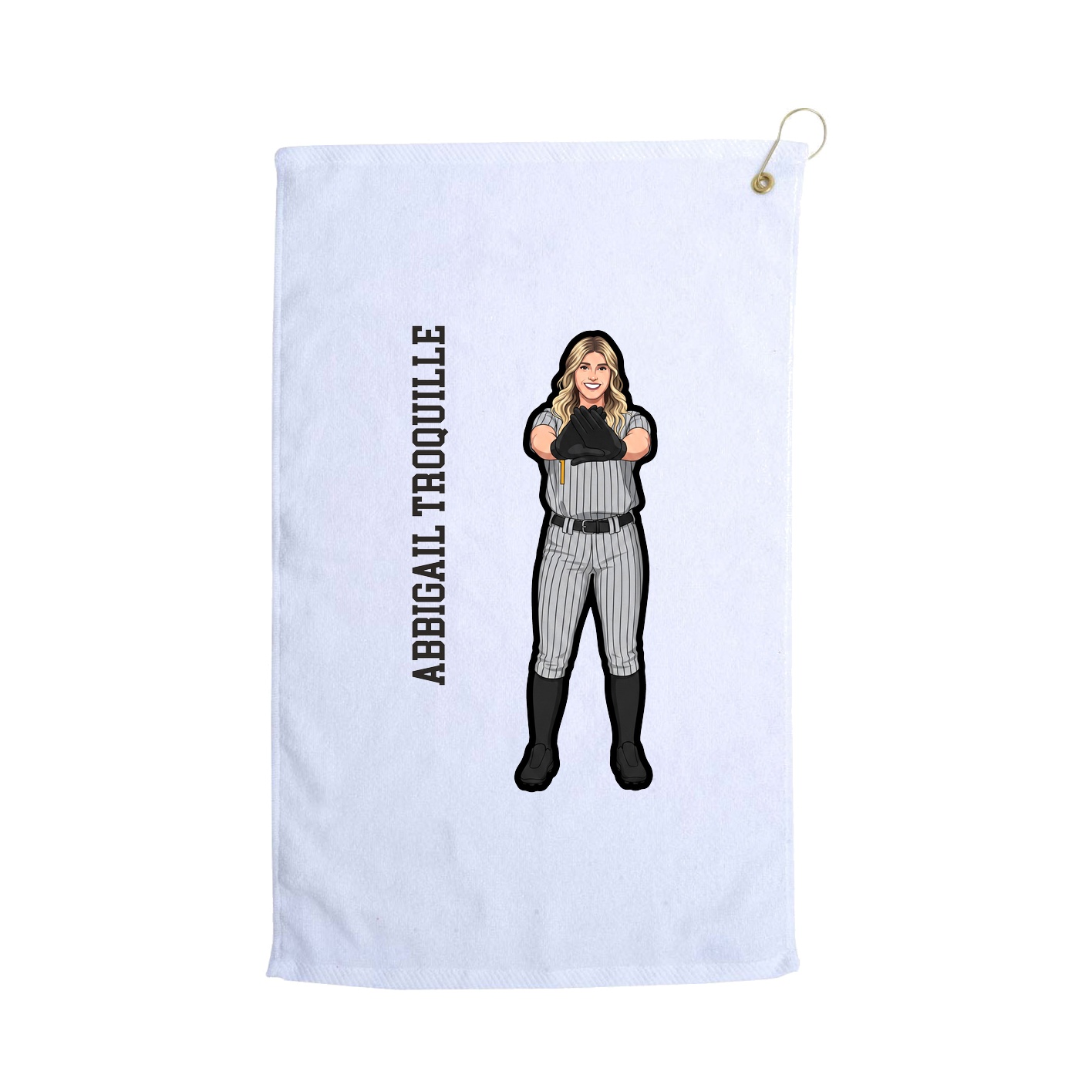 Golf Towel — Name Vertical in White