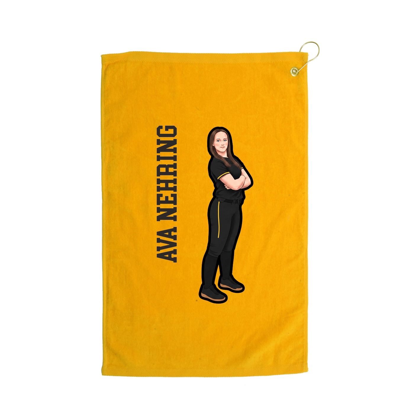 Golf Towel — Name Vertical in Gold