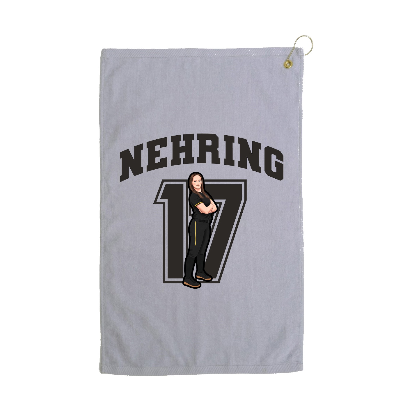 Golf Towel — Number in Grey