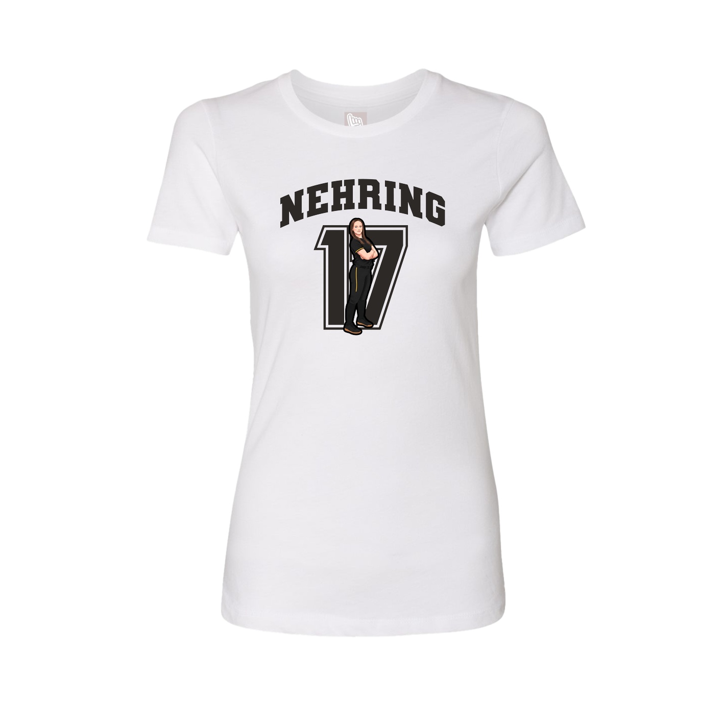 Fitted Women's Tee — Number in White