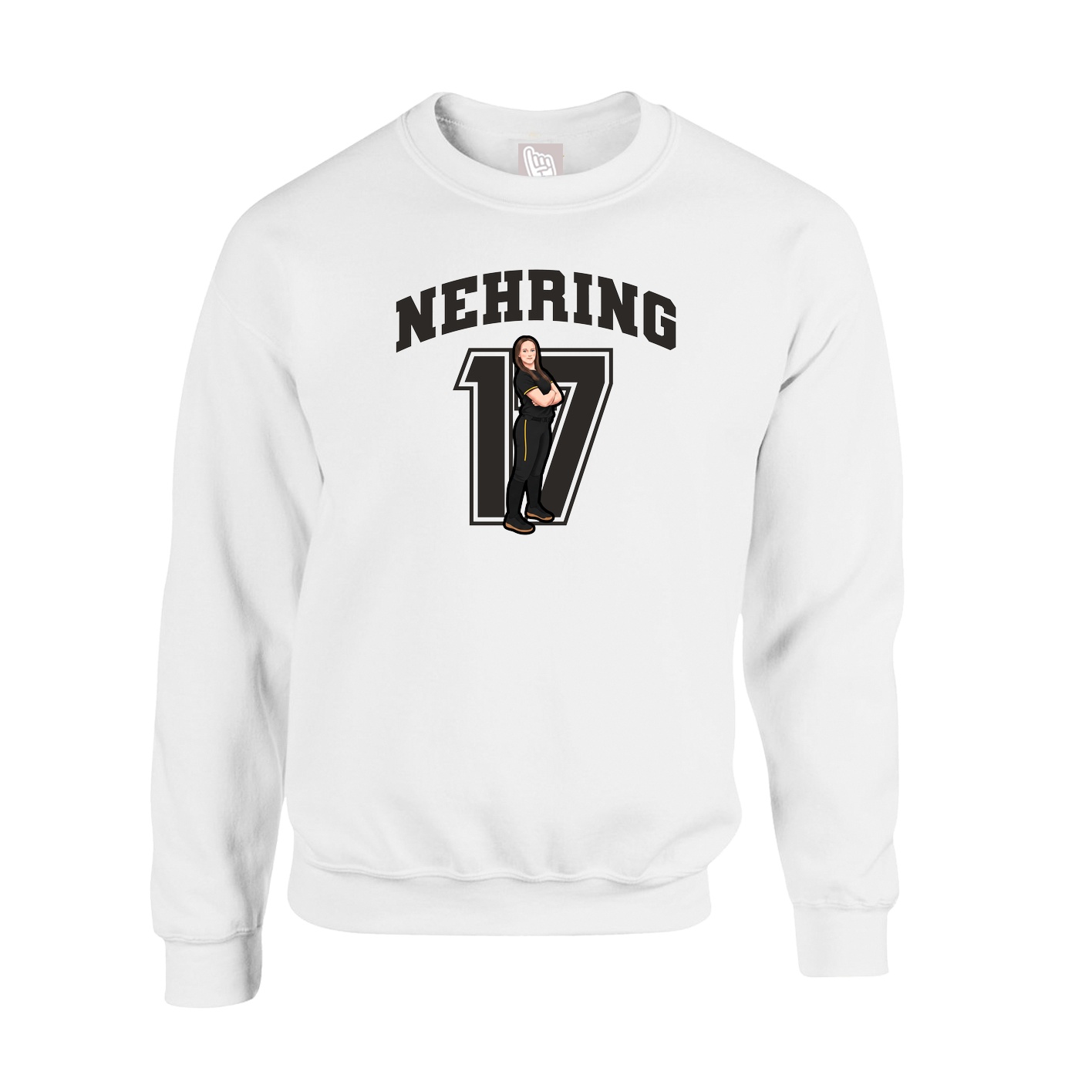 Fleece Crew — Number in White