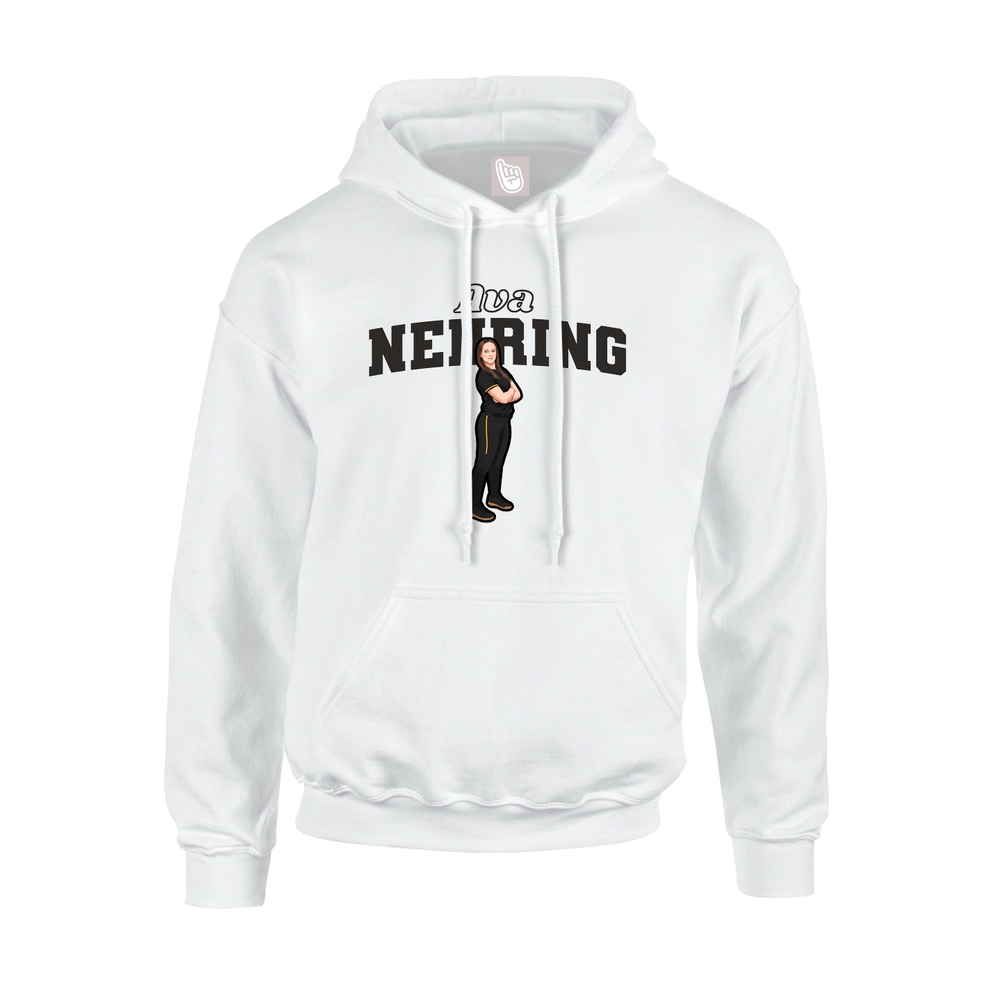 Youth Hoodie — Name Arch in White