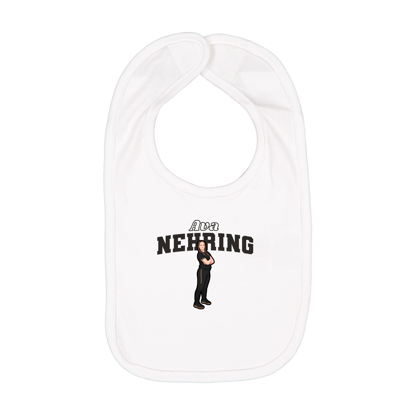 Infant Bib — Name Arch in White