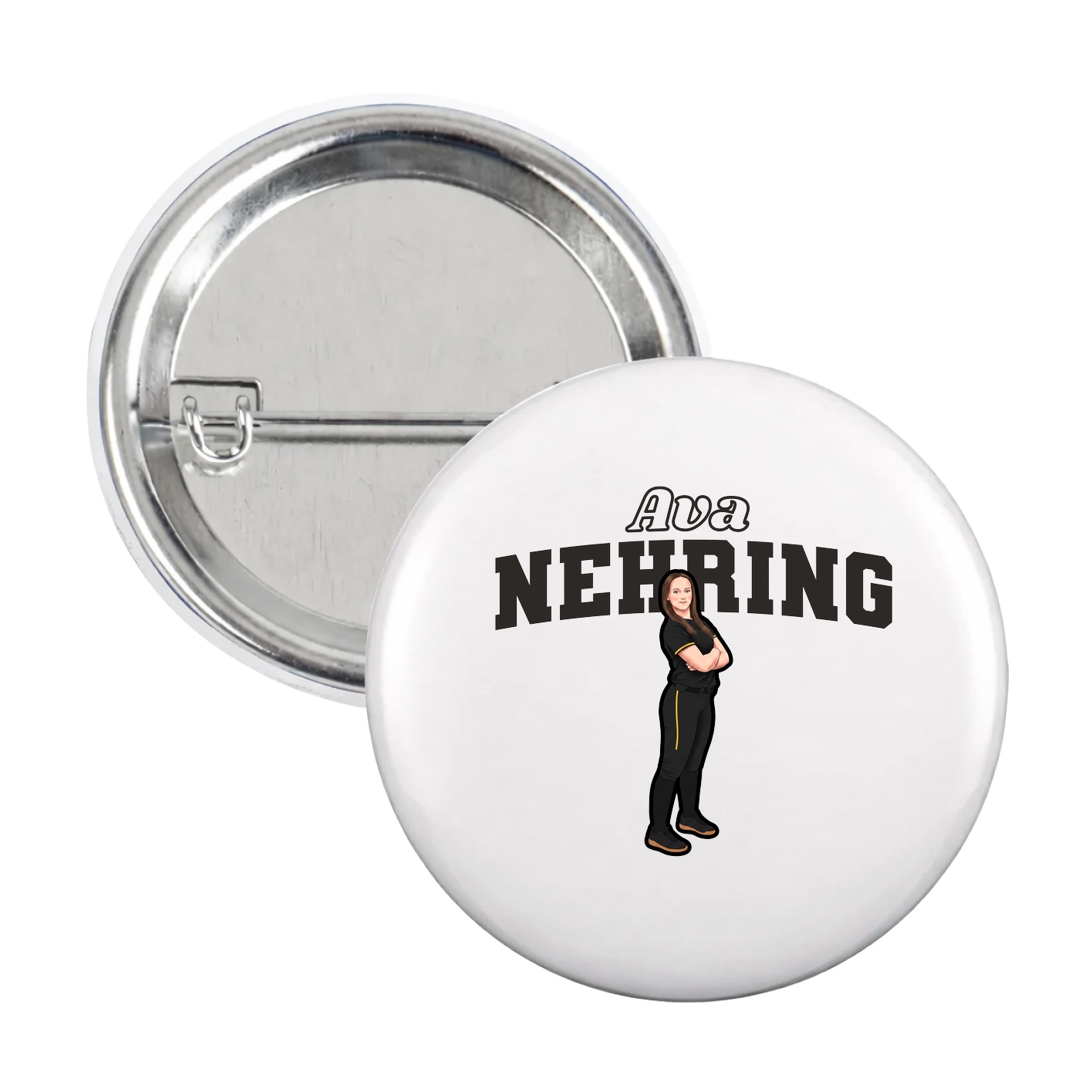 Game Day Button — Name Arch in White