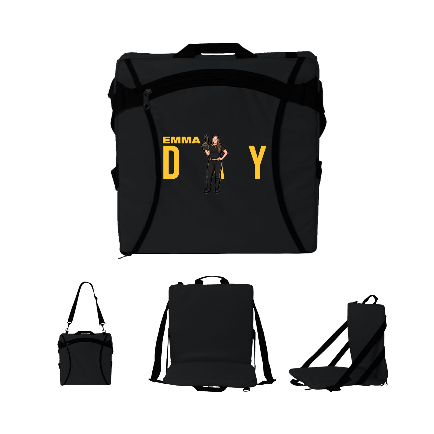 Folding Stadium Seat — Player Name in Black