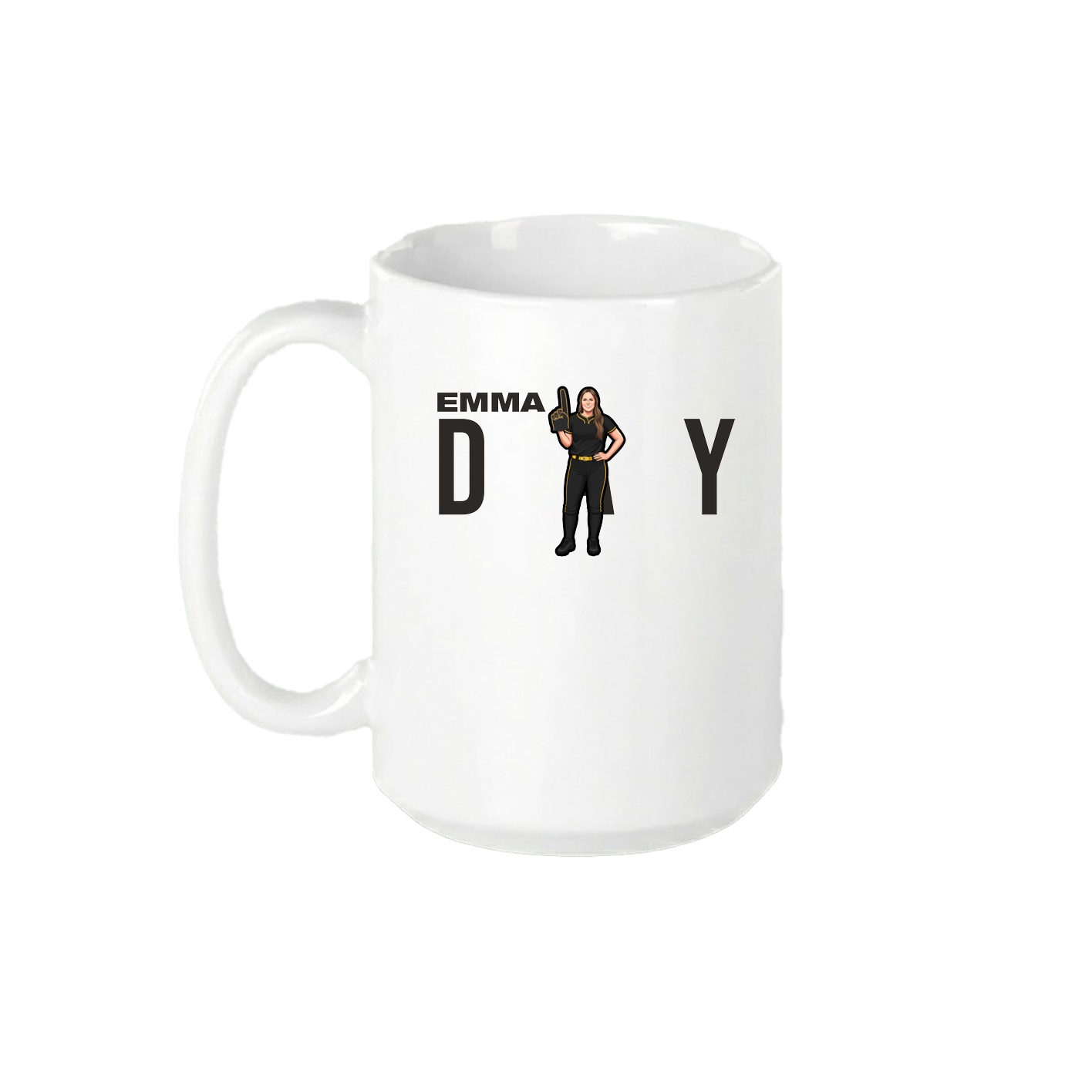 15oz Coffee Mug — Player Name in White