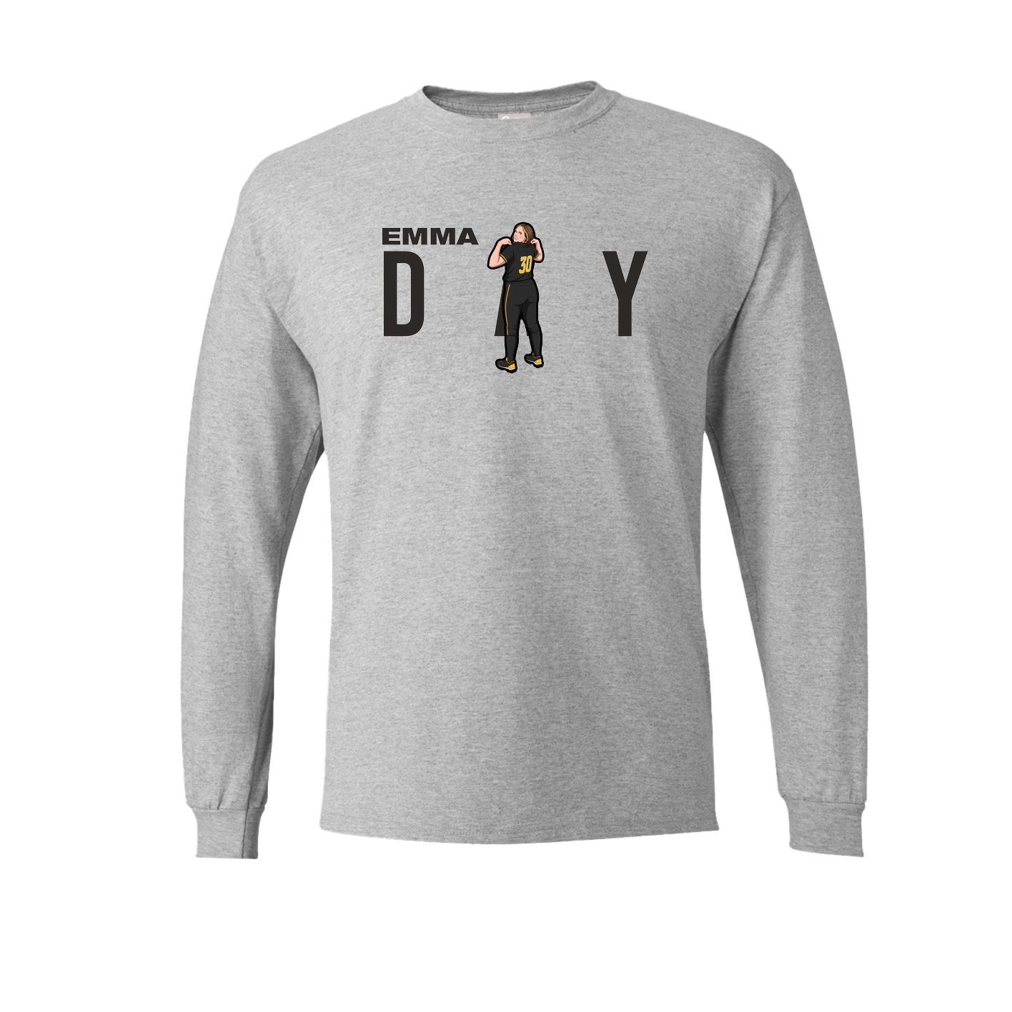 Long Sleeve Tee — Player Name in Grey