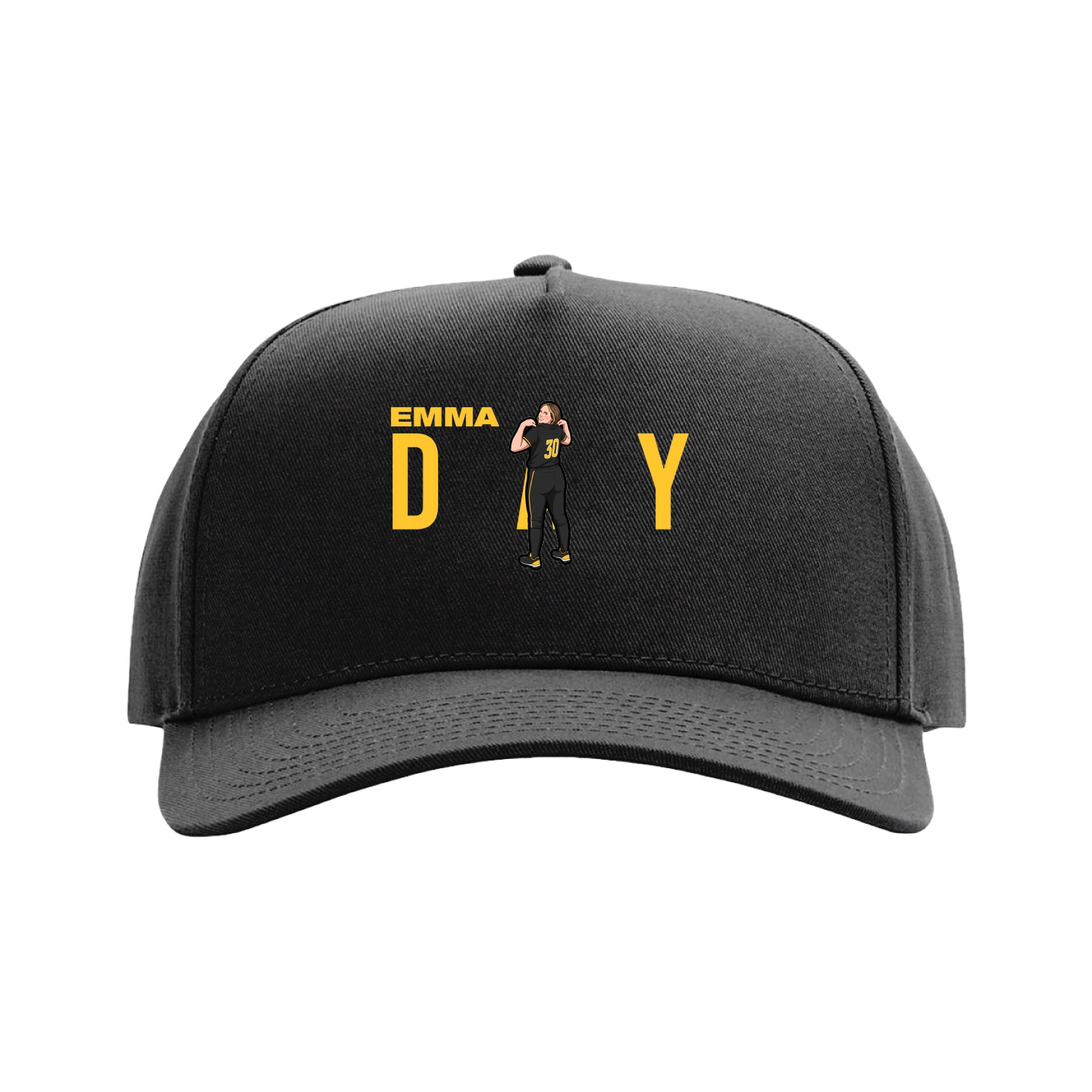 Full Fabric Five-Panel Champ Cap — Player Name in Black