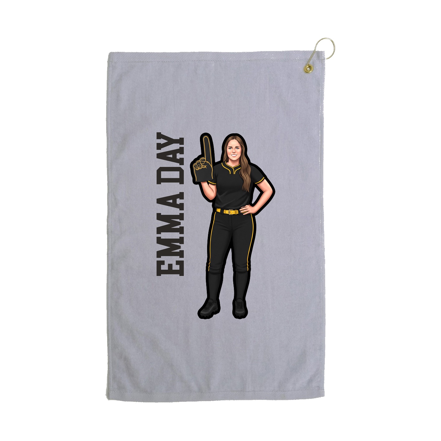 Golf Towel — Name Vertical in Grey