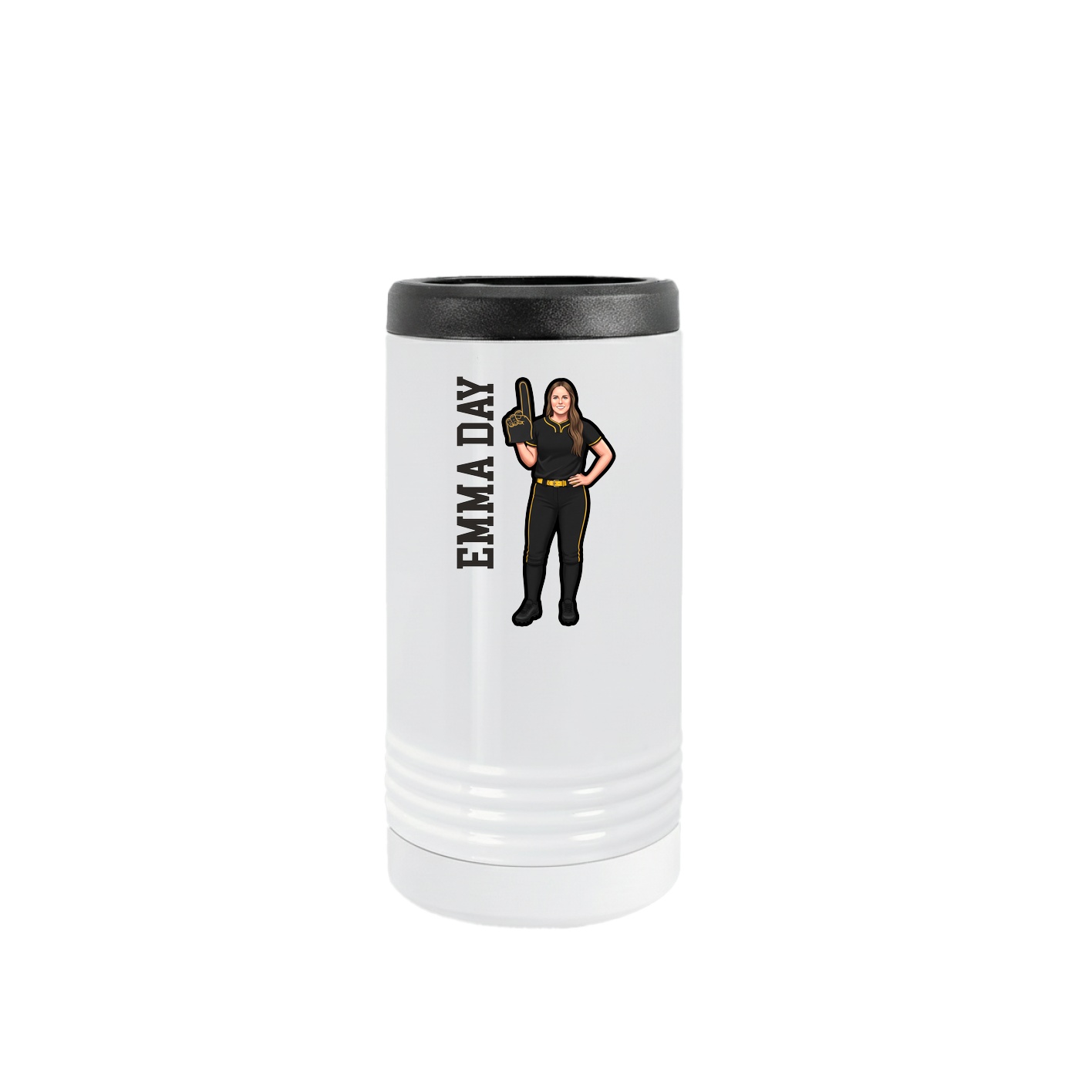 Slim Beverage Holder — Name Vertical in White
