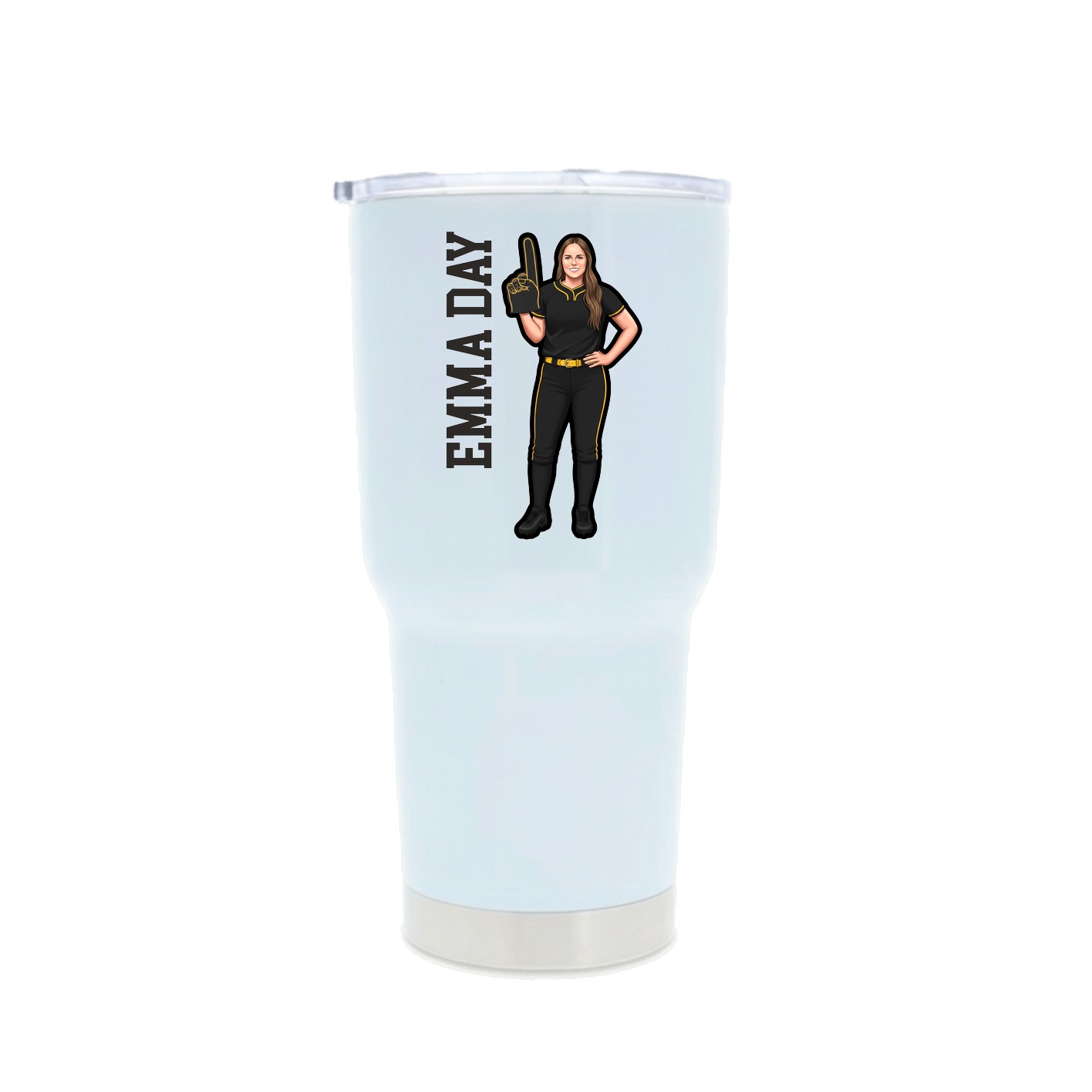 30oz Stainless Steel Tumbler — Name Vertical in White
