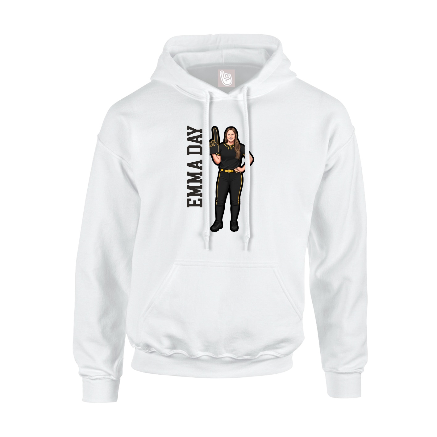 Hoodie — Name Vertical in White