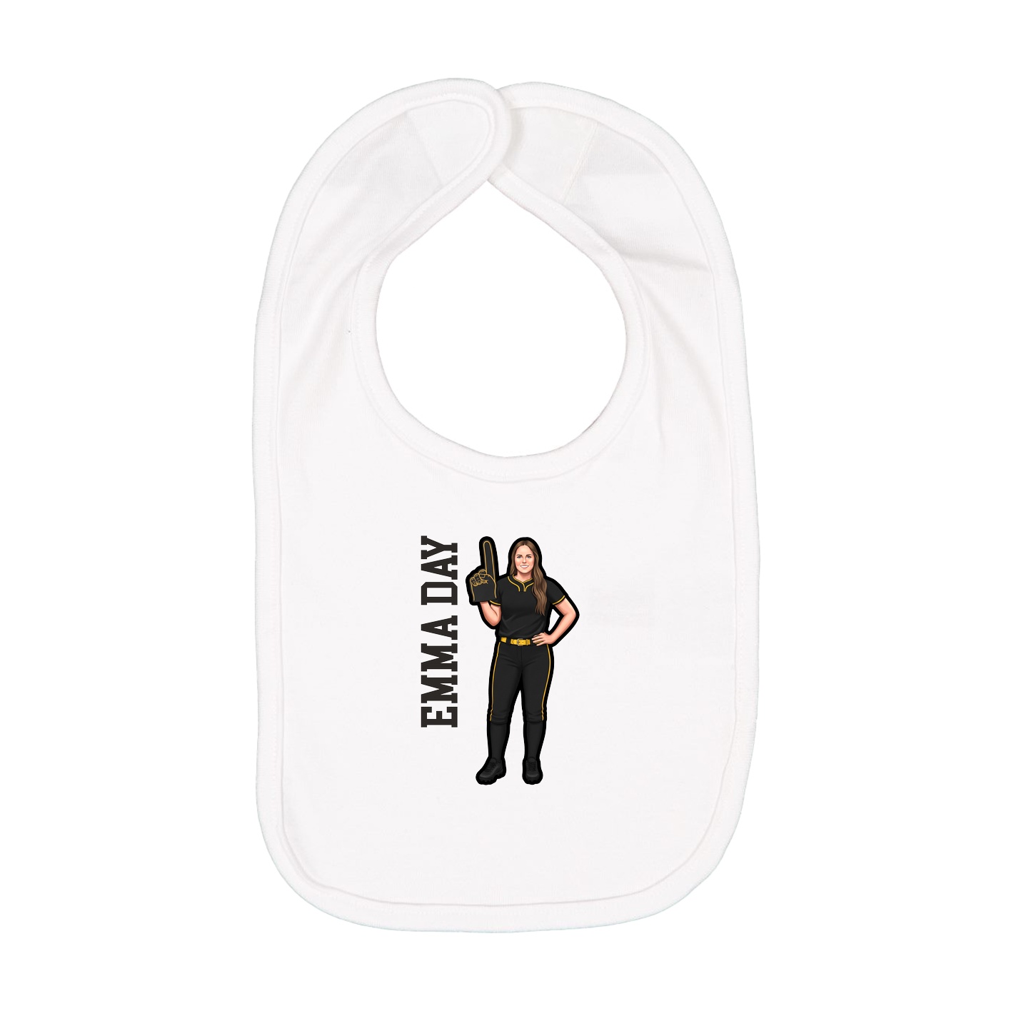 Infant Bib — Name Vertical in White