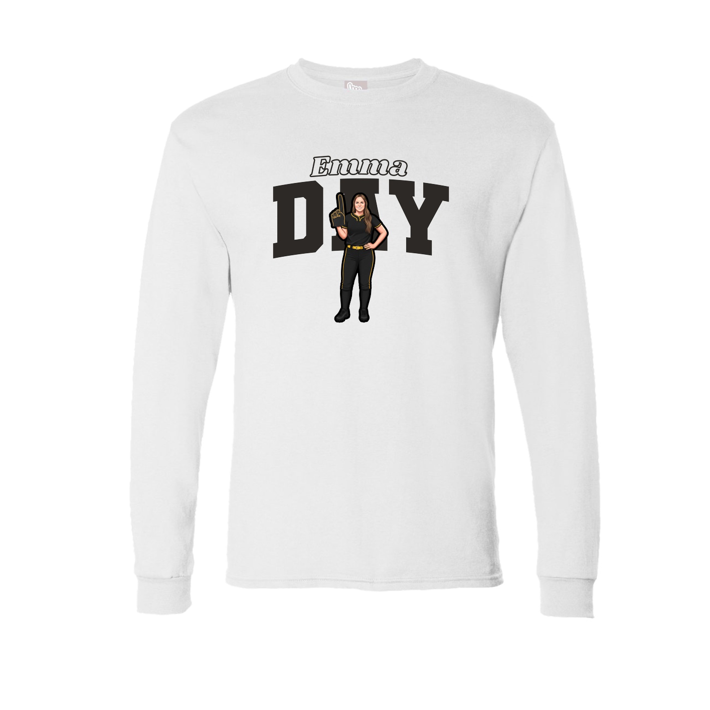 Long Sleeve Tee — Name Arch in White