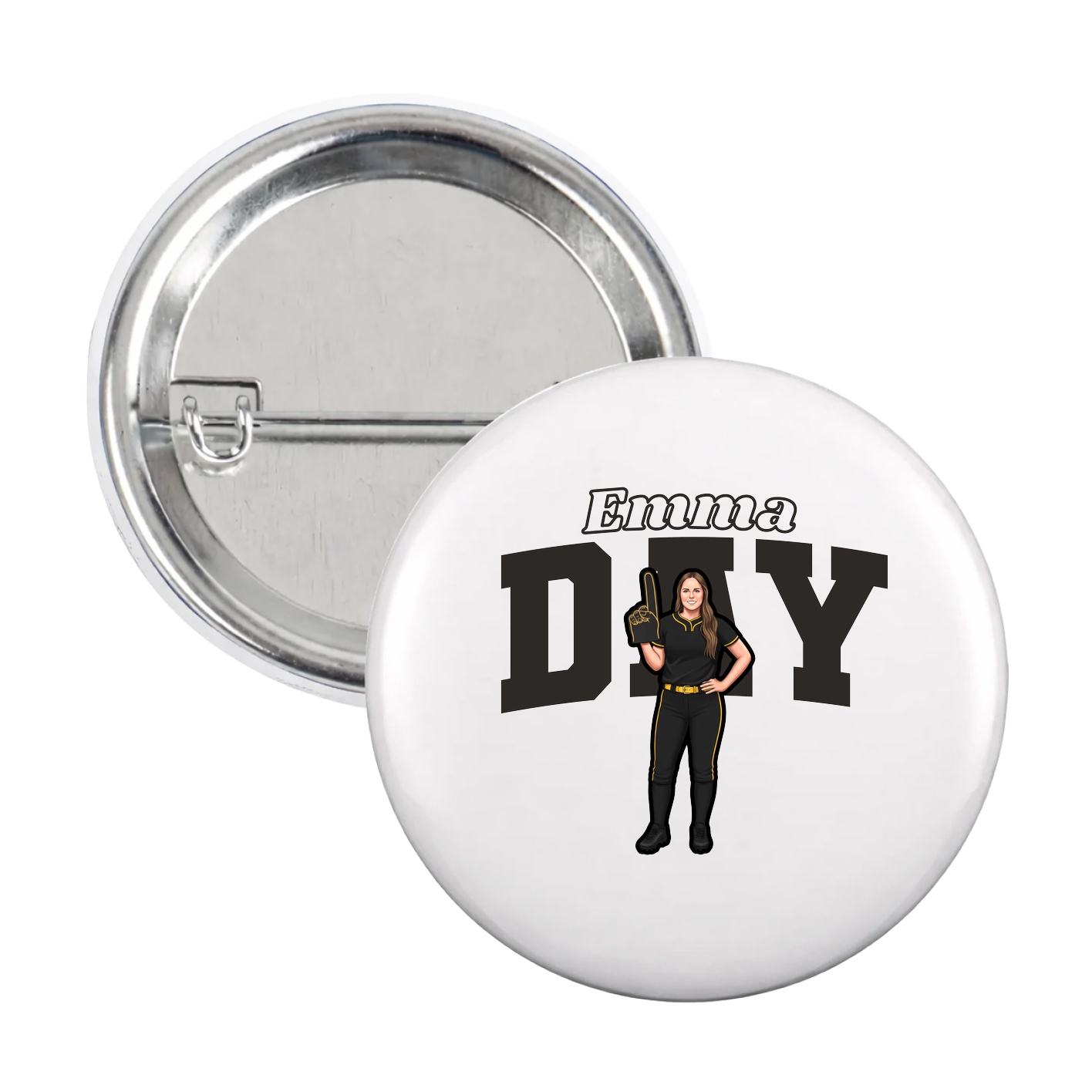 Game Day Button — Name Arch in White