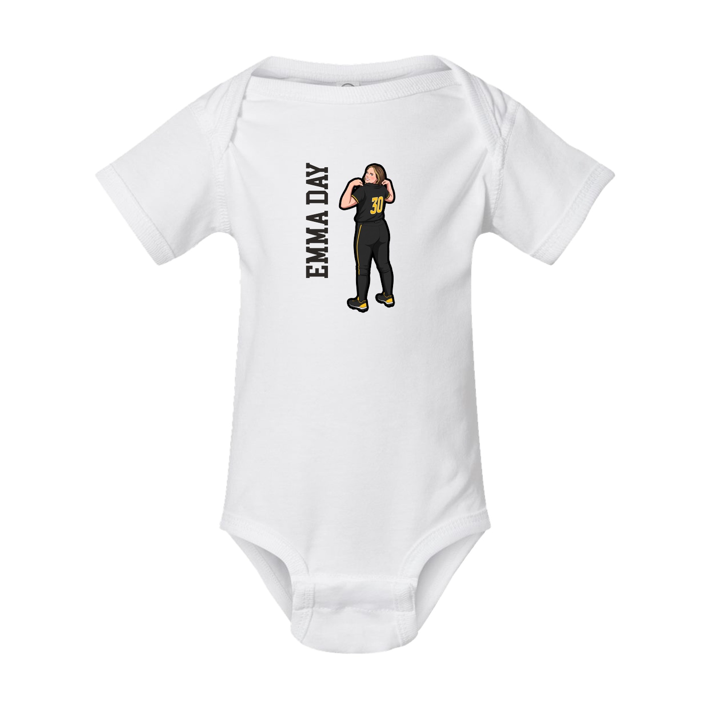 Baby Onesie — Name Vertical in White