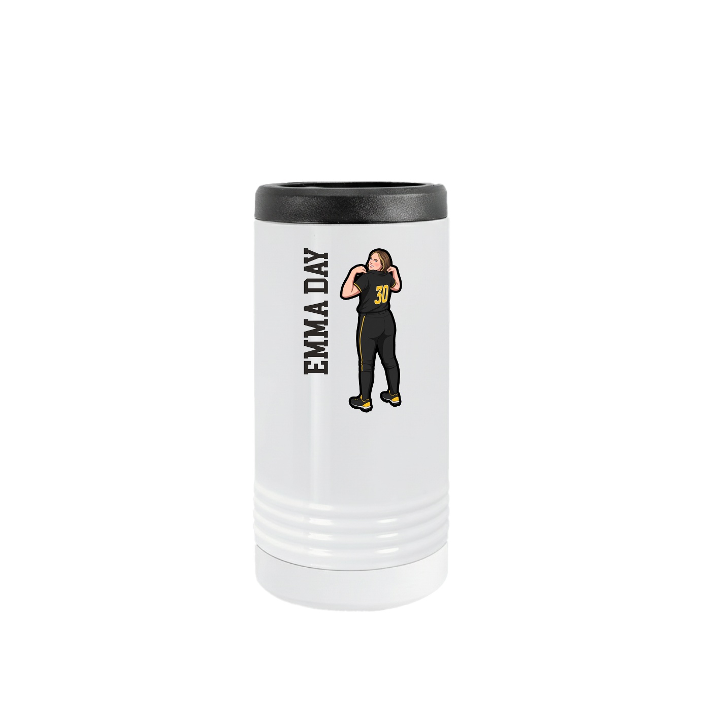 Slim Beverage Holder — Name Vertical in White