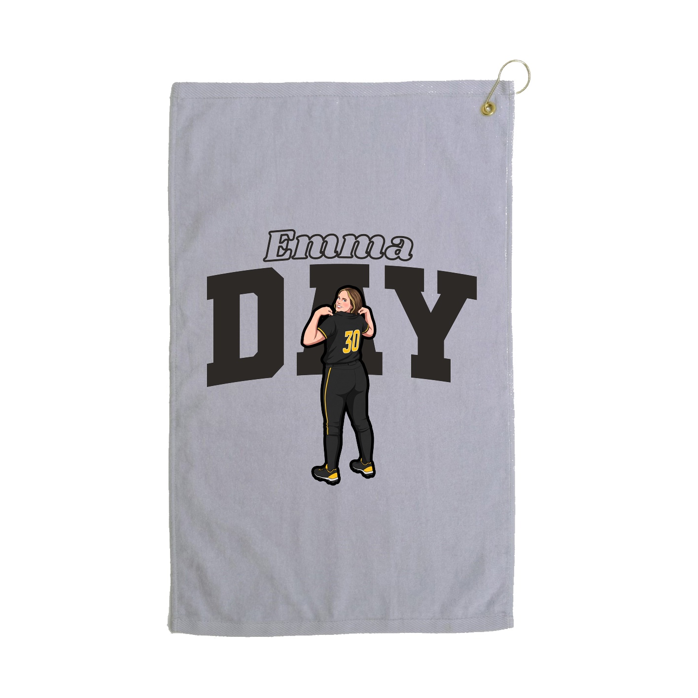 Golf Towel — Name Arch in Grey